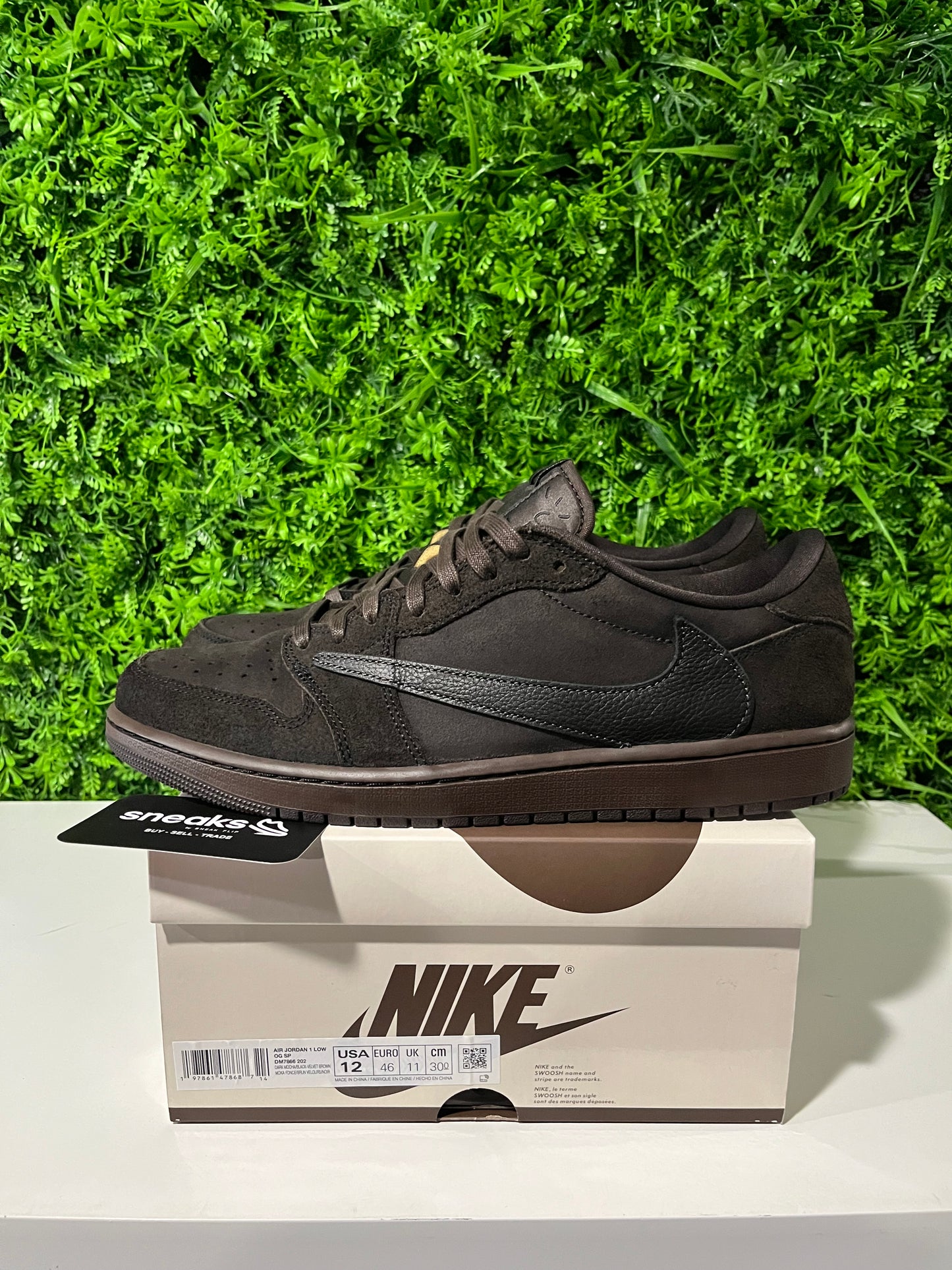 USED Travis Scott x Air Jordan 1 Retro Low OG SP Velvet Brown DM7866-202 SIZE 12M OG ALL