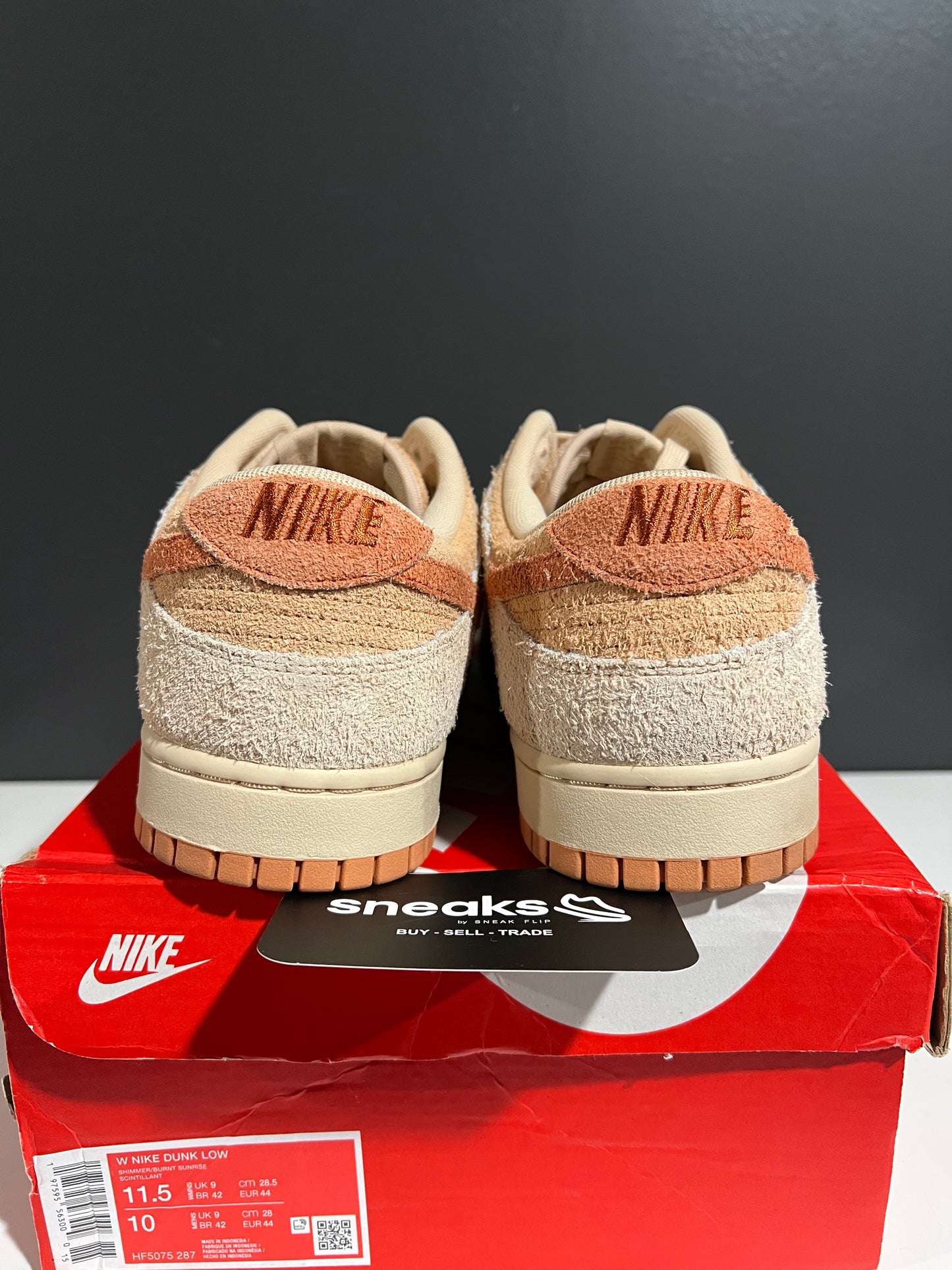 USED Wmns Dunk Low Shimmer Amber Brown HF5075-287 SIZE 10M OG ALL JY25-236