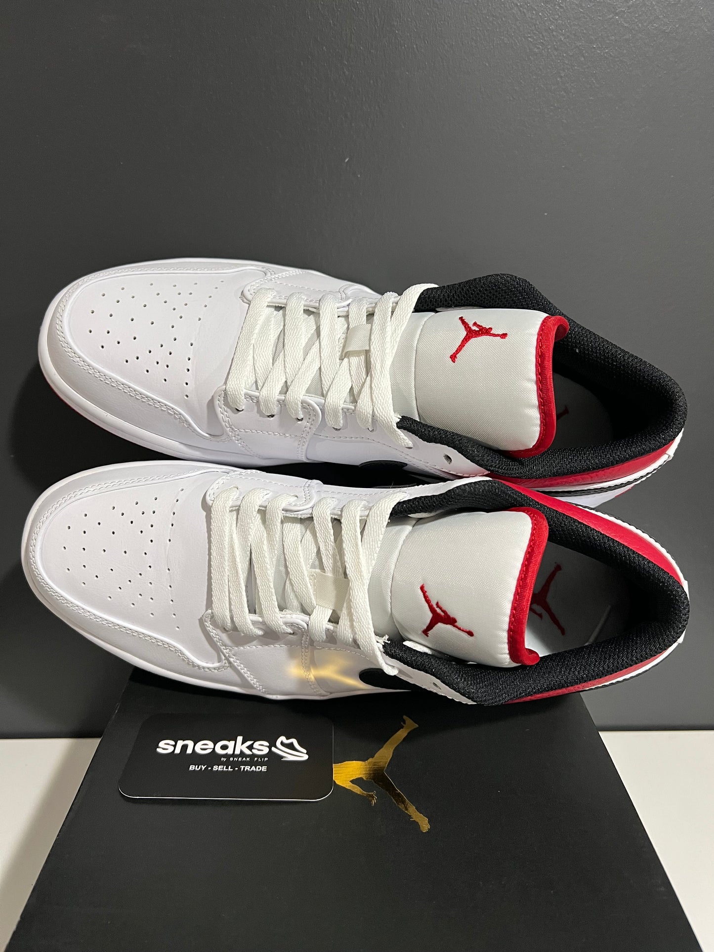 TRIED ON Air Jordan 1 Low White University Red 553558-118 SIZE 10.5M OG ALL JY25-169