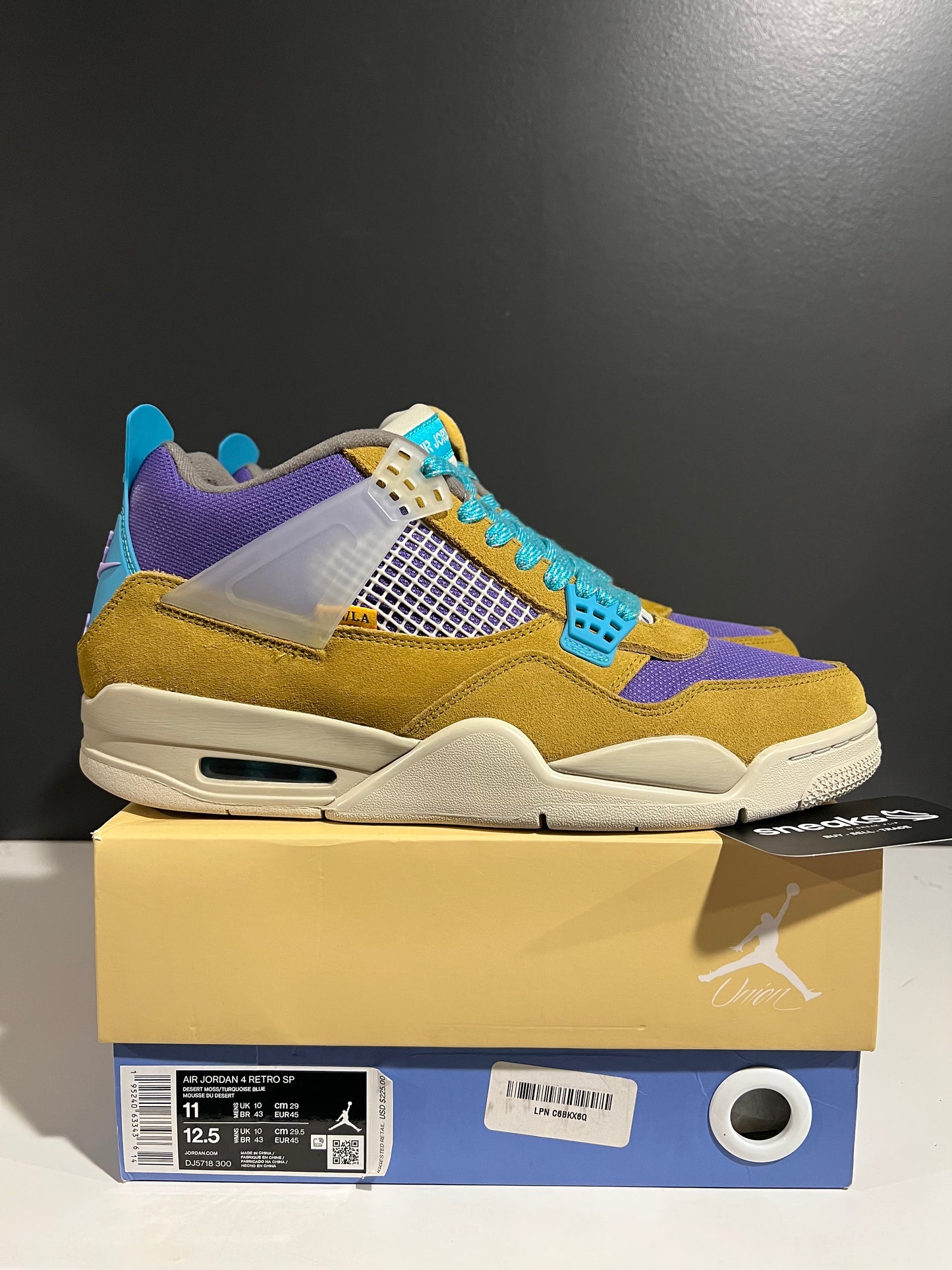 USED Union LA x Air Jordan 4 Retro Desert Moss DJ5718-300 SIZE 11M OG ALL