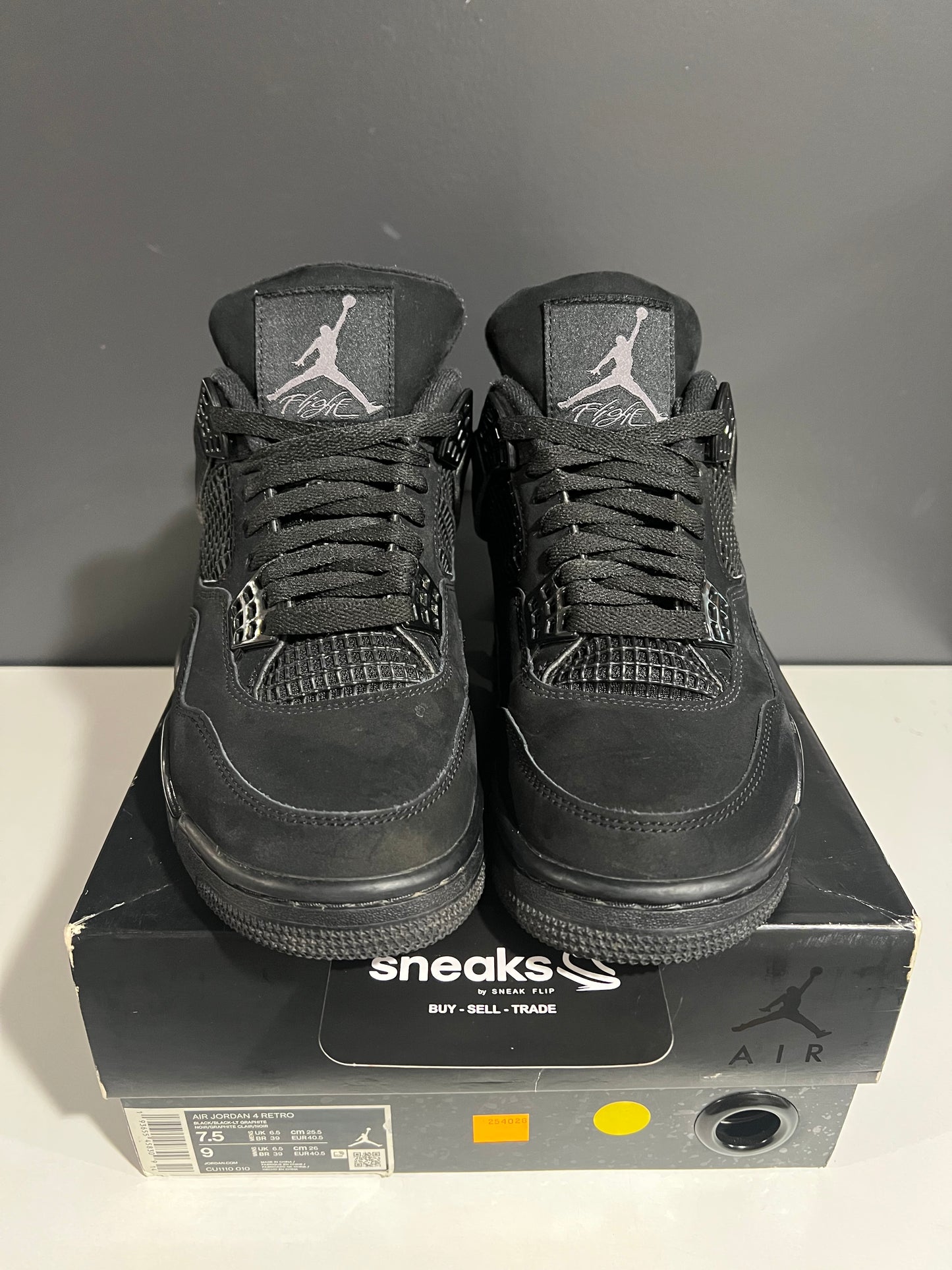 USED Air Jordan 4 Retro Black Cat 2020 CU1110-010 SIZE 7.5M OG ALL AG25-132