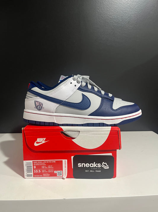 USED SIZE 9M Nike Dunk Low EMB NBA 75th Anniversary Brooklyn Nets - Used