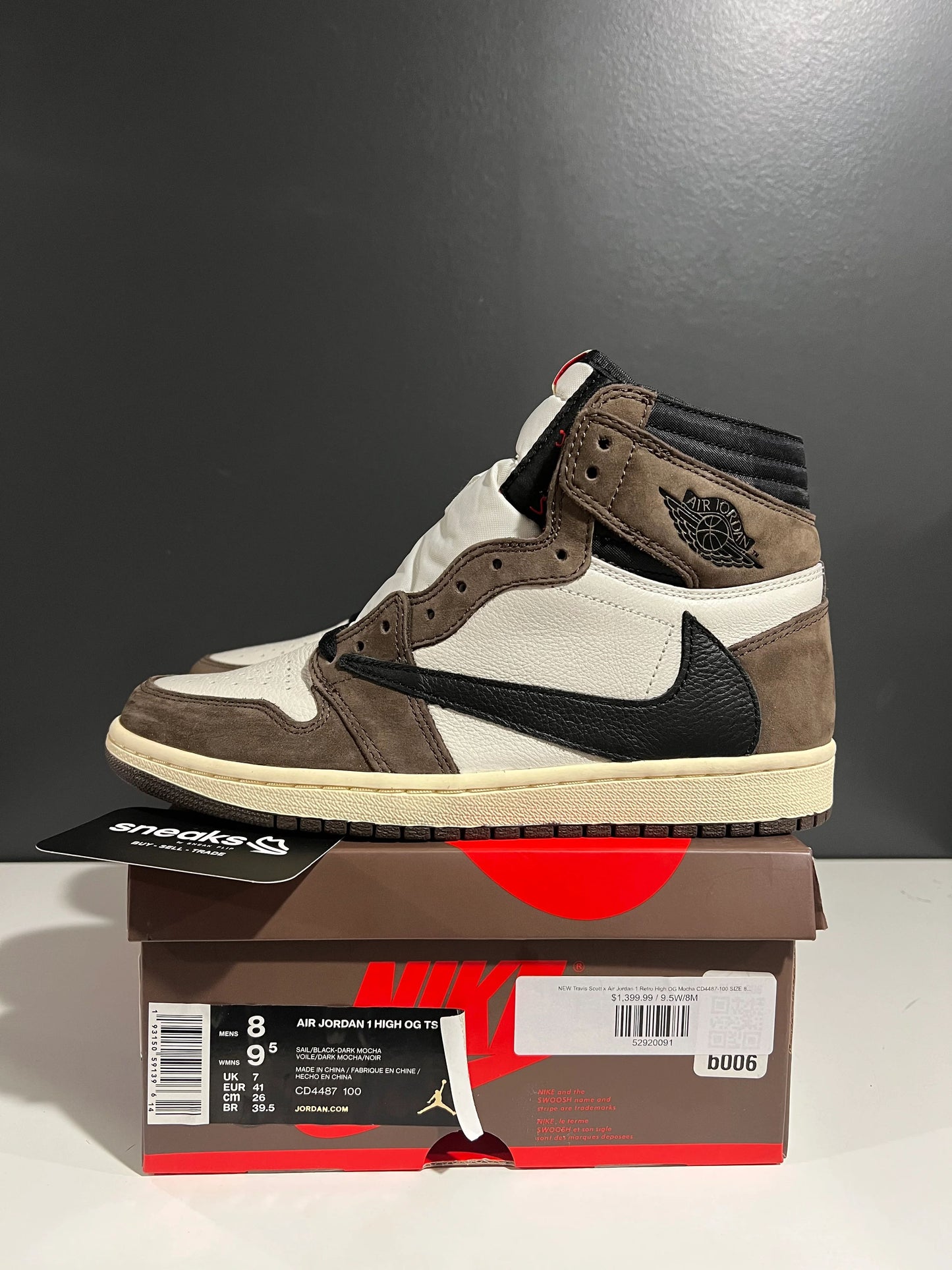 Jordan 1 Retro High OG SP Travis Scott Mocha (Sample)