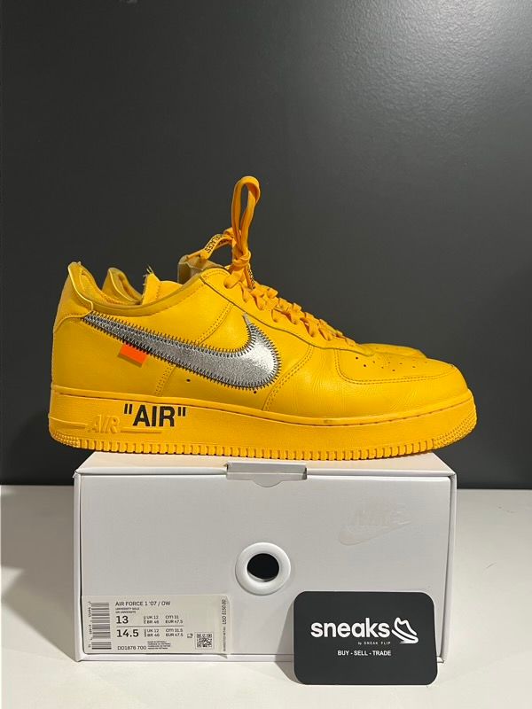 USED SIZE 13M Nike Air Force 1 Low Off-White ICA University Gold - Used