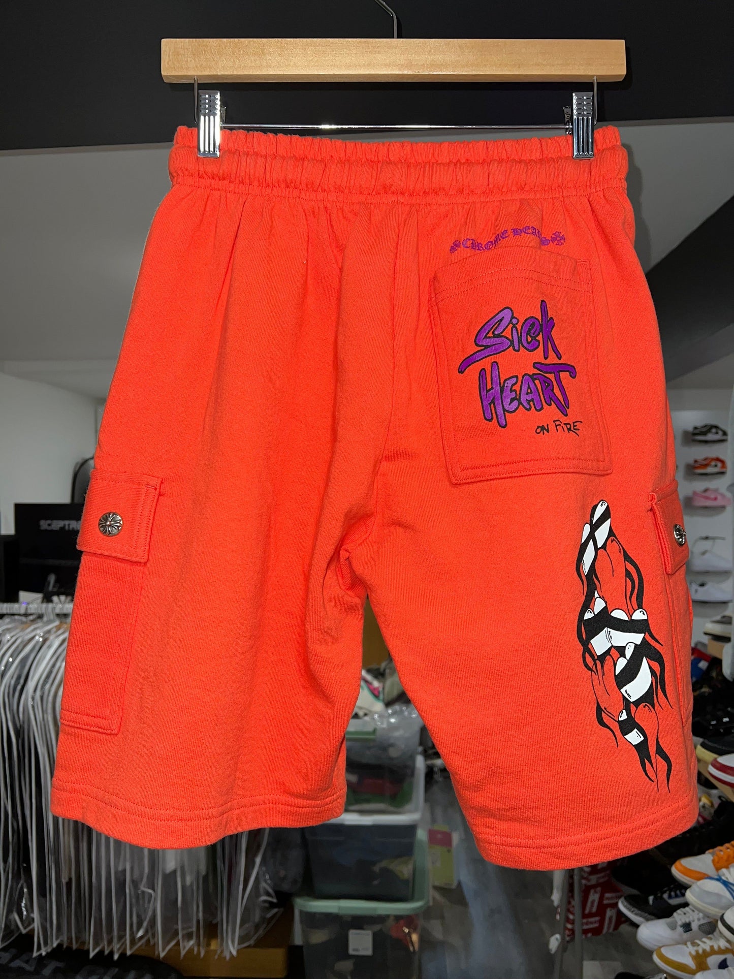 Chrome Hearts Matty Boy Sick Heart Sweatshorts Red