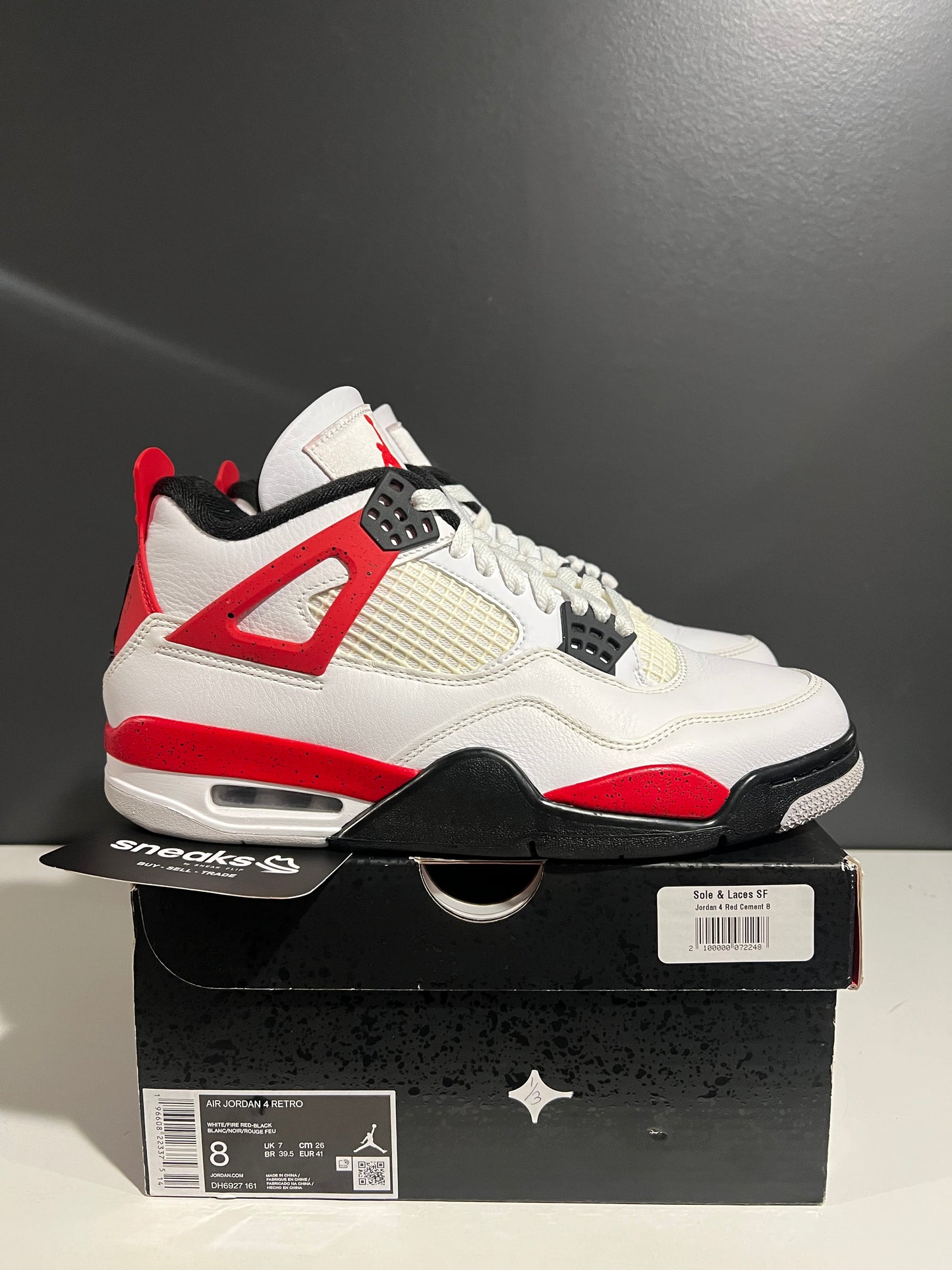 USED Air Jordan 4 Retro Red Cement DH6927-161 SIZE 8M OG ALL AG25-359