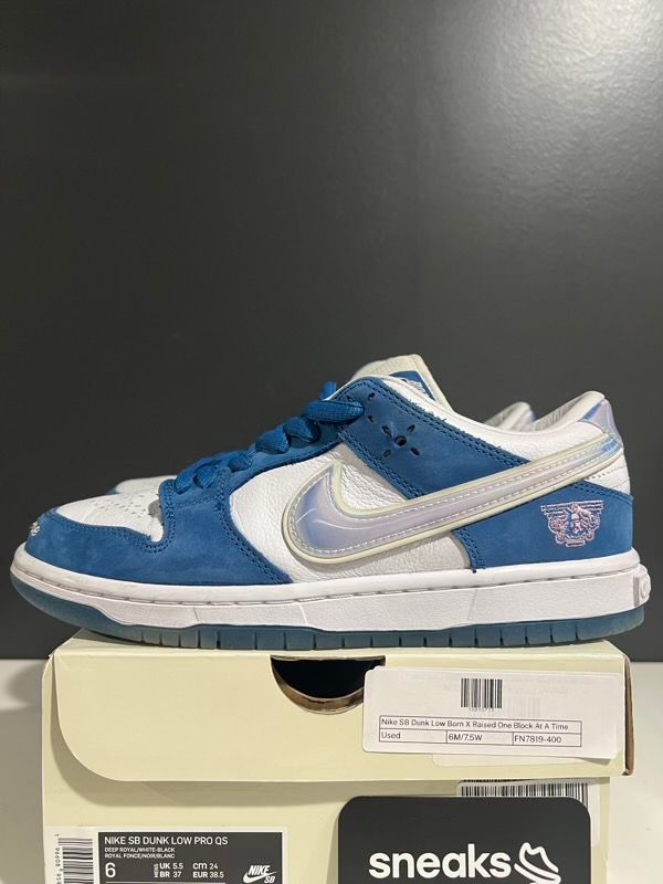 USED SIZE 6M Nike SB Dunk Low Born X Raised One Block At A Time - Used
