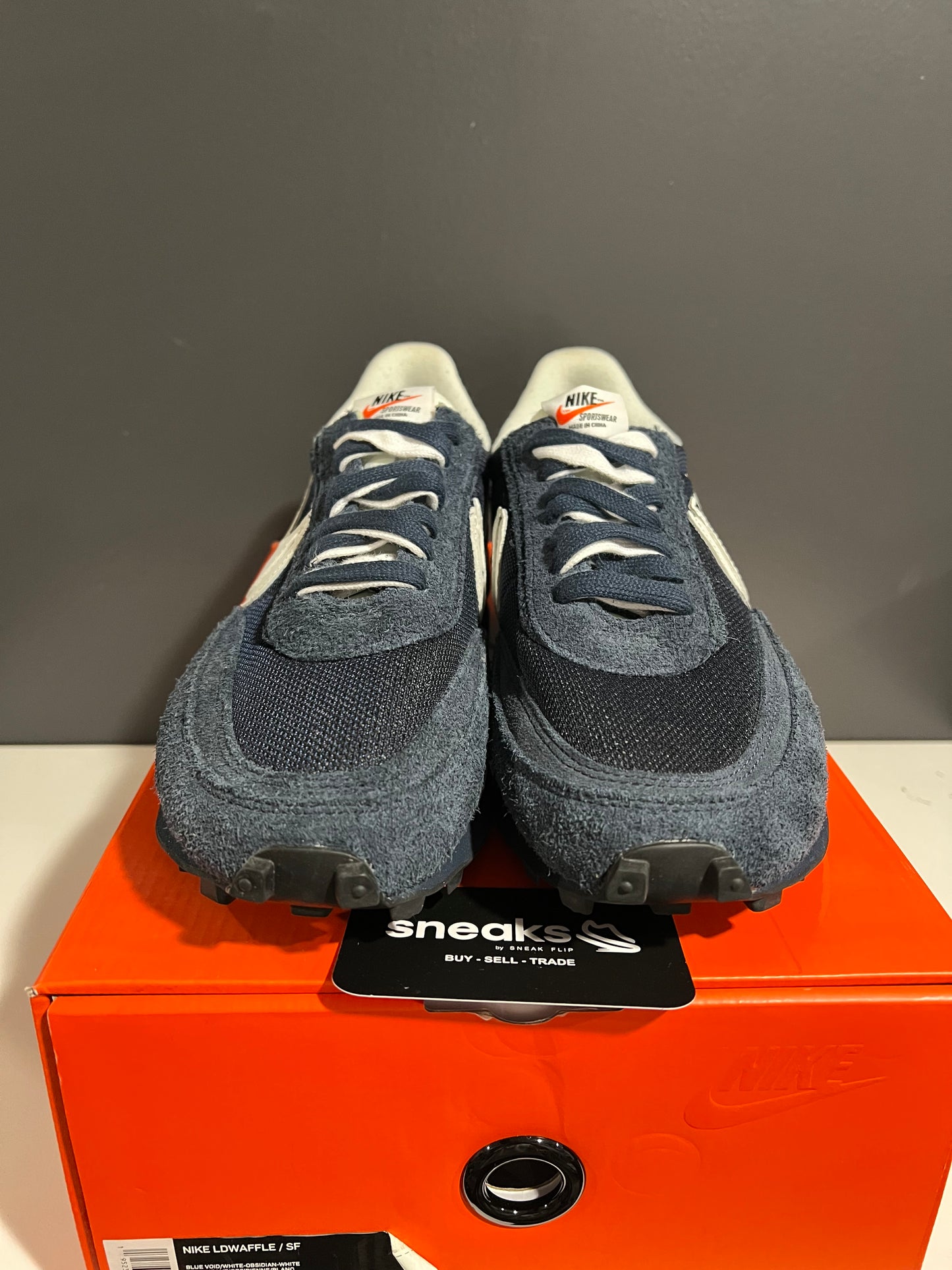 USED Fragment Design x sacai x LDV Waffle Blackened Blue DH2684-400 SIZE 10.5M OG ALL JN25-201