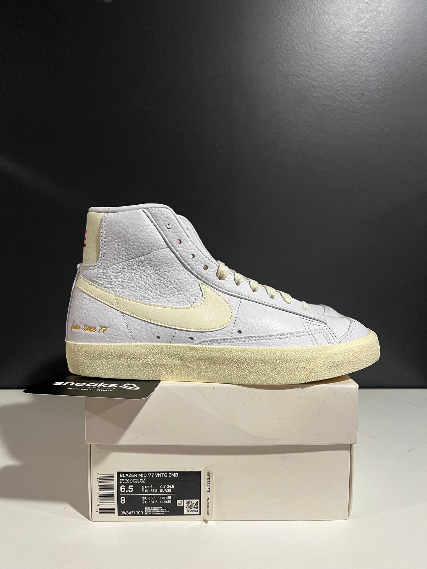 NEW Nike Blazer Mid ’77 Vintage Popcorn CW6421-100 SIZE 8W/6.5M OG ALL JY25-210
