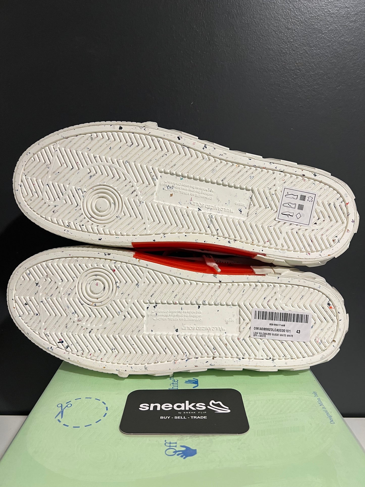 NEW Off-White Vulcanized Low Top White Suede OMIA085S23LEA0010101 43EU OG ALL JY25-57