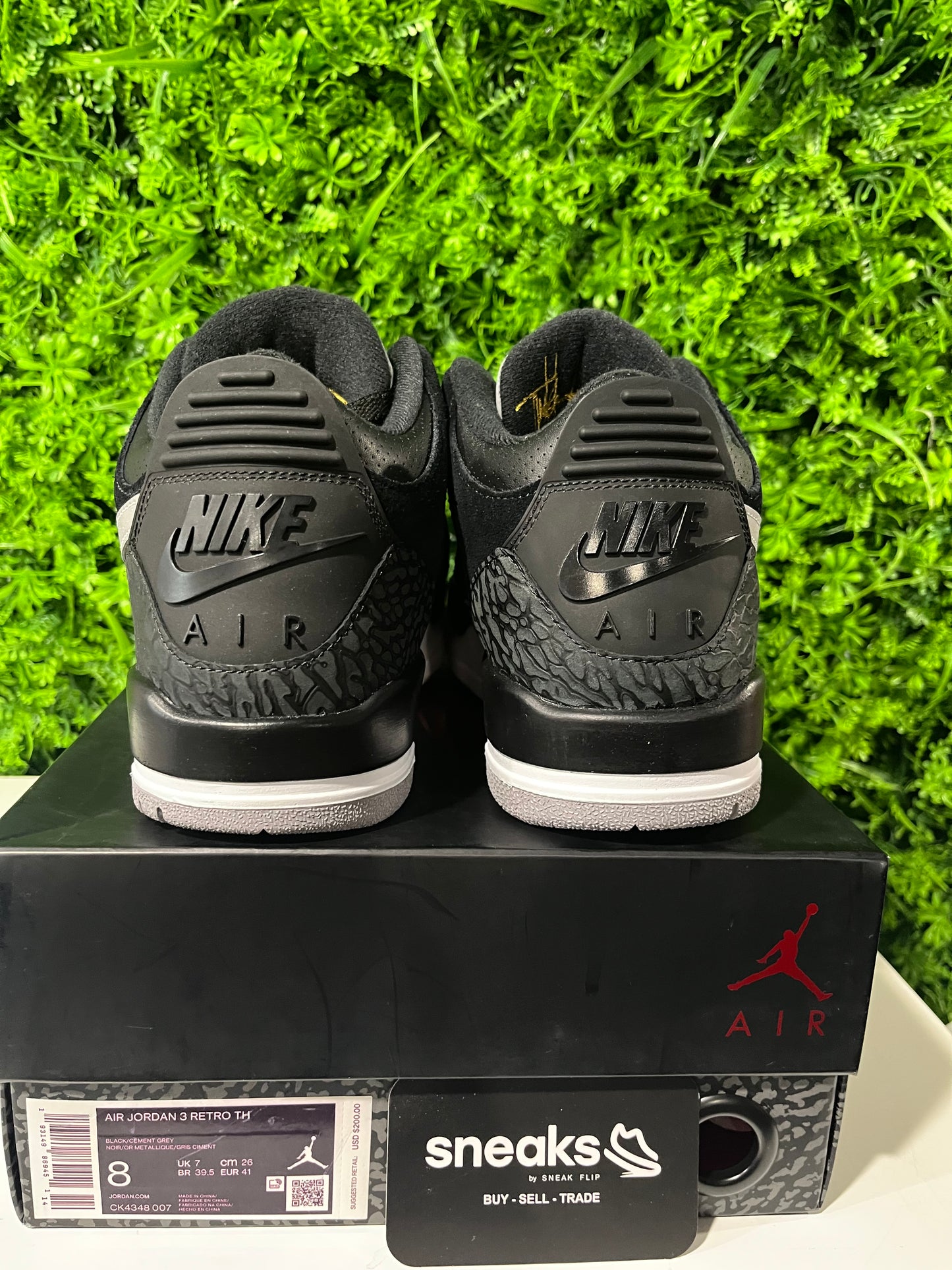 USED Air Jordan 3 Retro Tinker SP Black Cement CK4348-007 SIZE 8M OG ALL