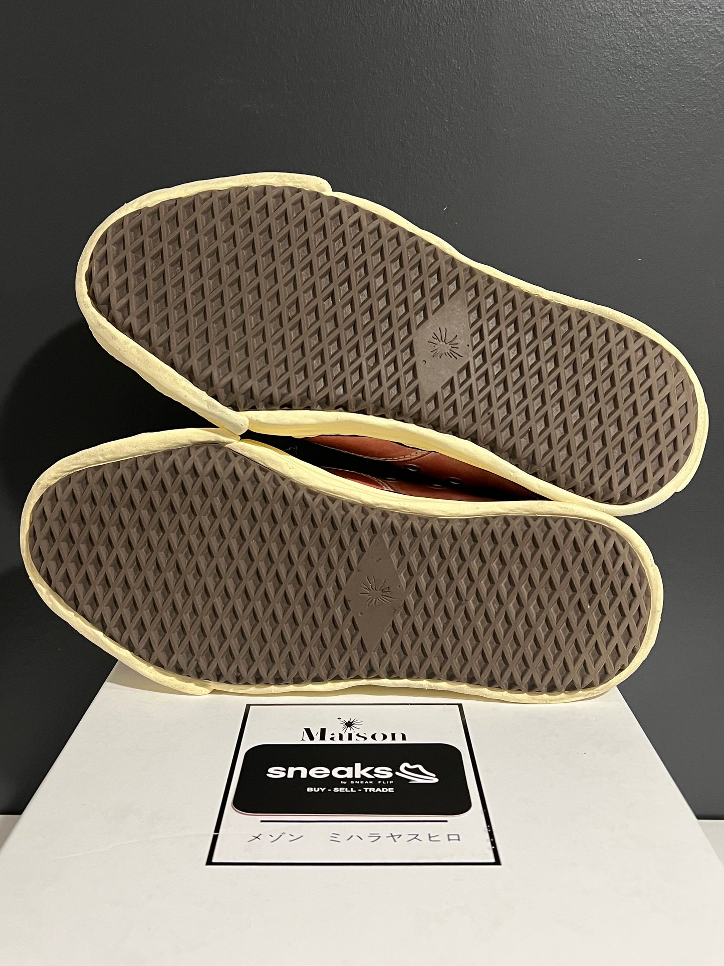 USED Maison Mihara Yasuhiro Peterson OG Sole Paraffin Leather Low Red AO9FW723 SIZE 41EU OG ALL