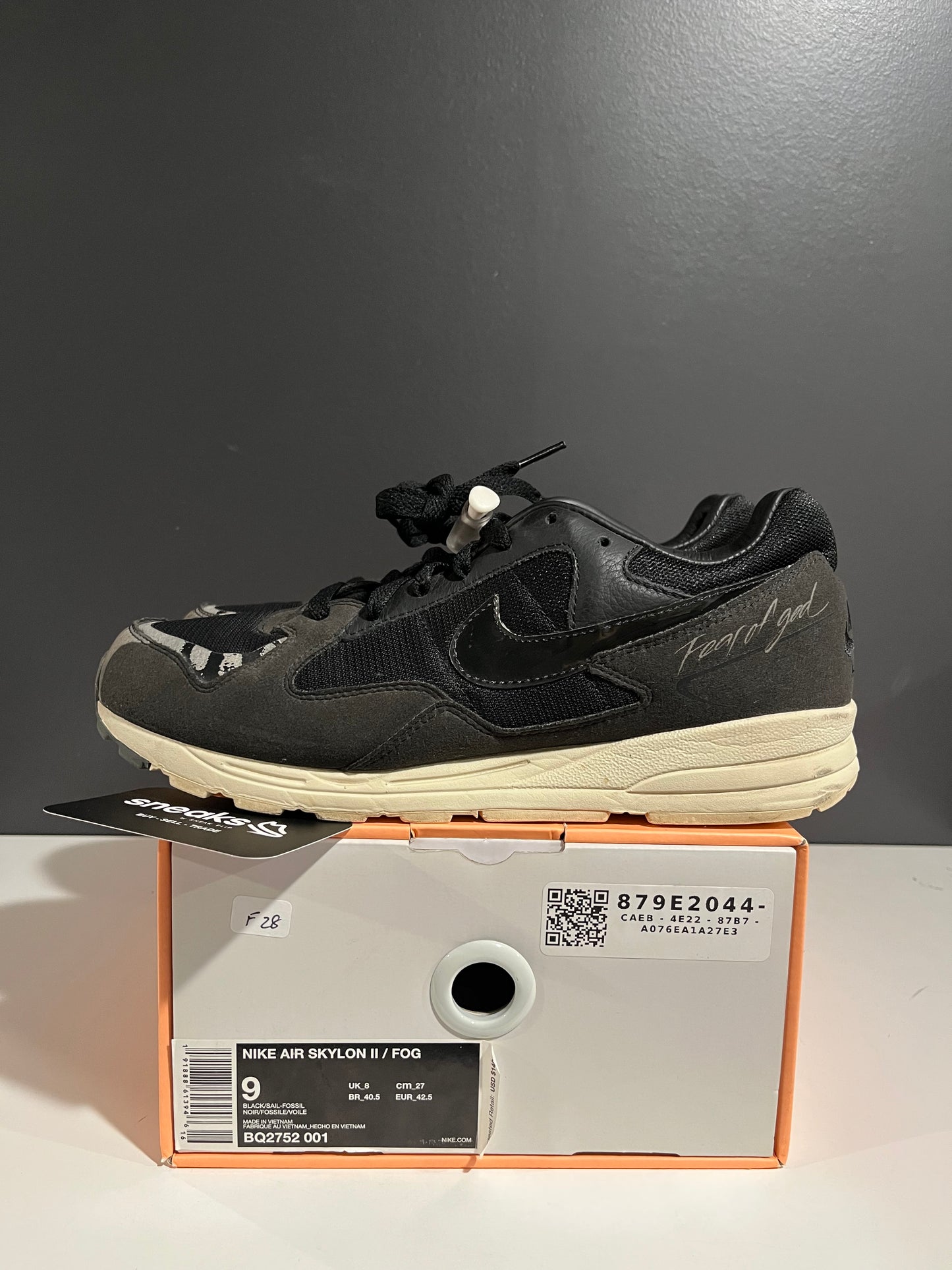 USED Fear Of God x Air Skylon 2 Black BQ2752-001 SIZE 9M OG ALL JN25-114