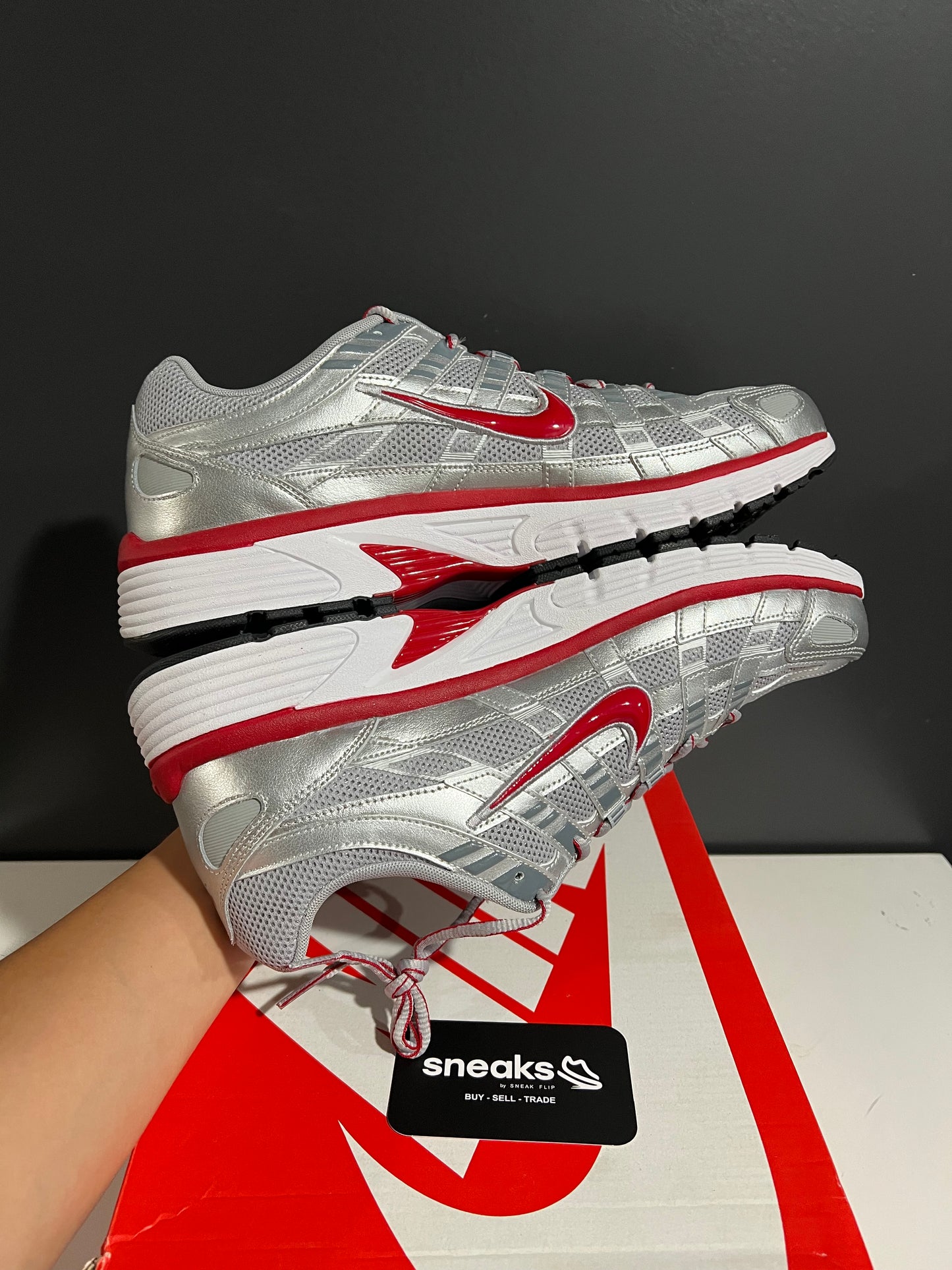 NEW Nike P‑6000 Metallic Silver Gym Red CD6404-024