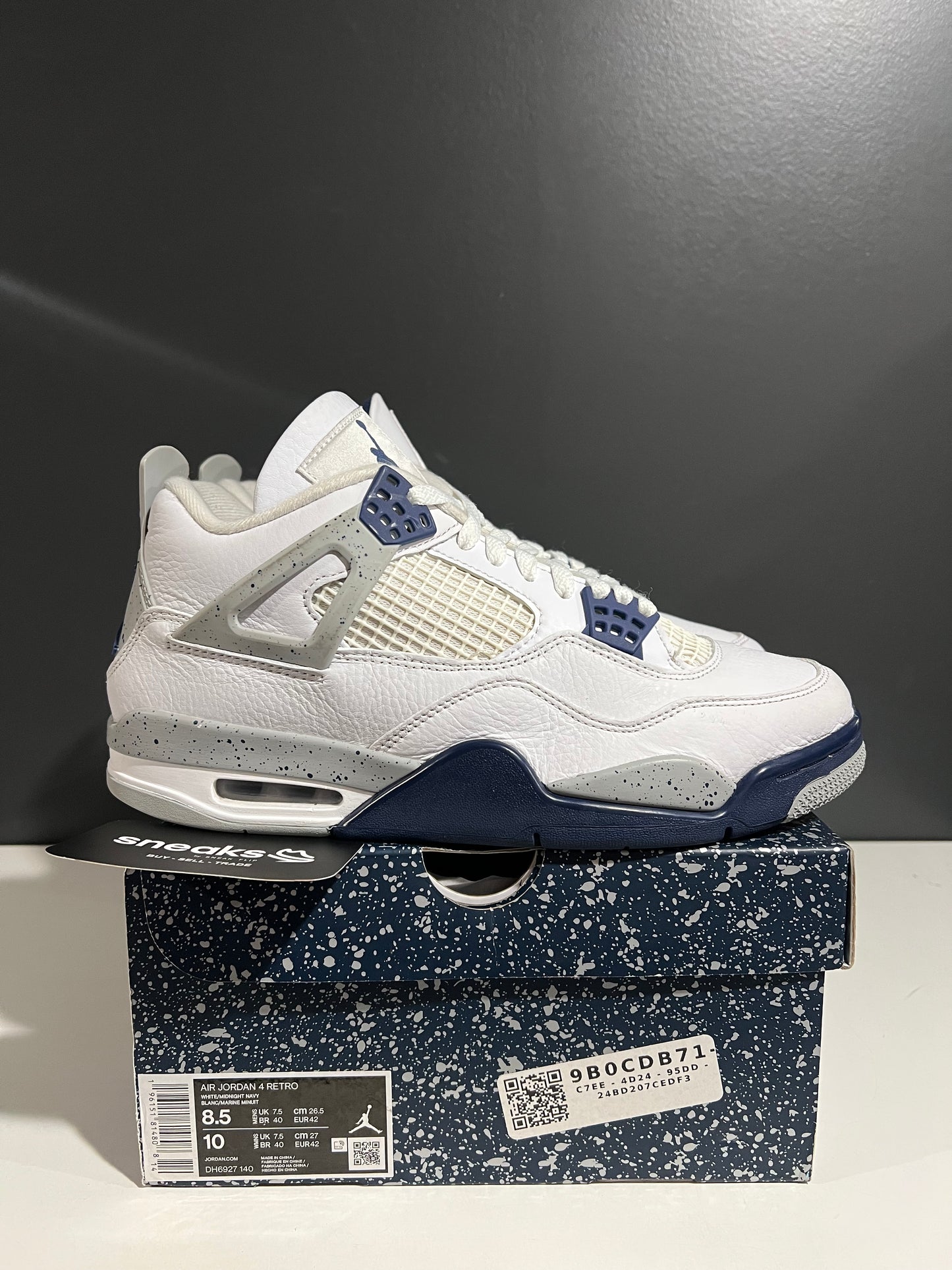 USED Air Jordan 4 Retro Midnight Navy DH6927-140 SIZE 8.5M OG ALL AG25-351