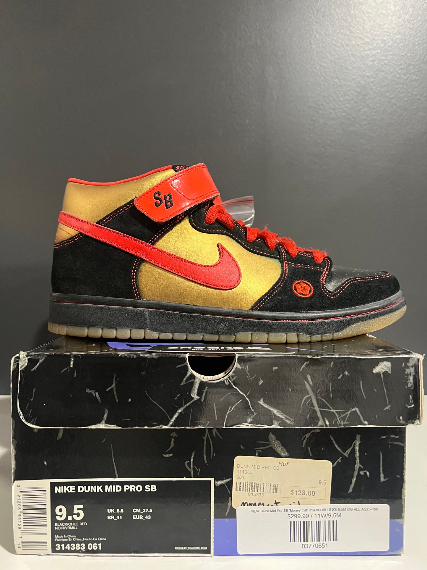 NEW Dunk Mid Pro SB 'Money Cat' 314383-061 SIZE 9.5M OG ALL AG25-180