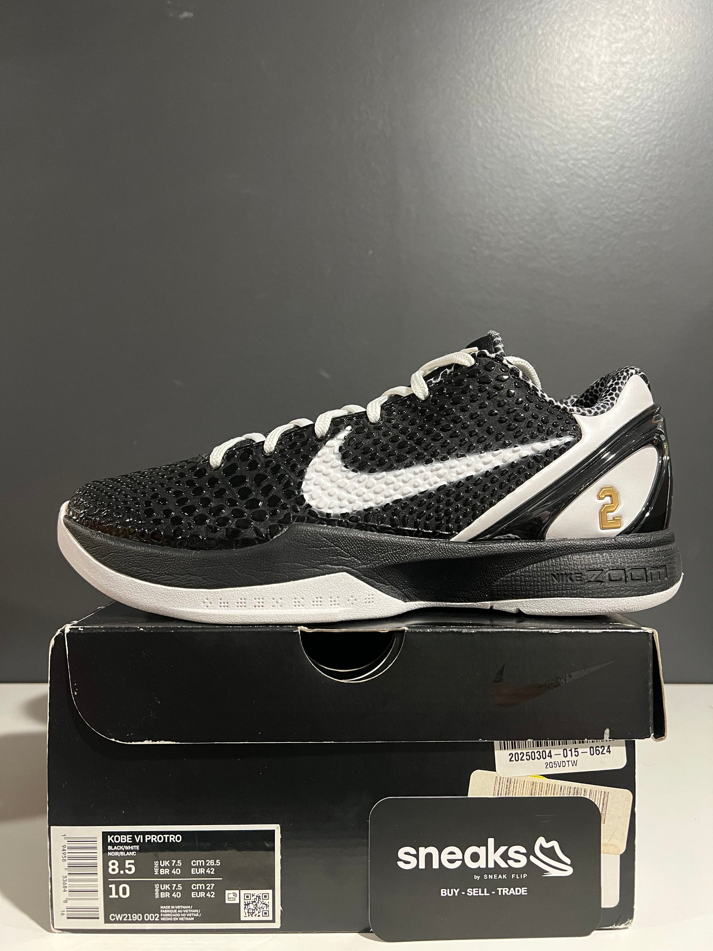 USED Zoom Kobe 6 Protro 'Mambacita Sweet Sixteen' CW2190-002 SIZE 8.5M OG ALL AG25-188
