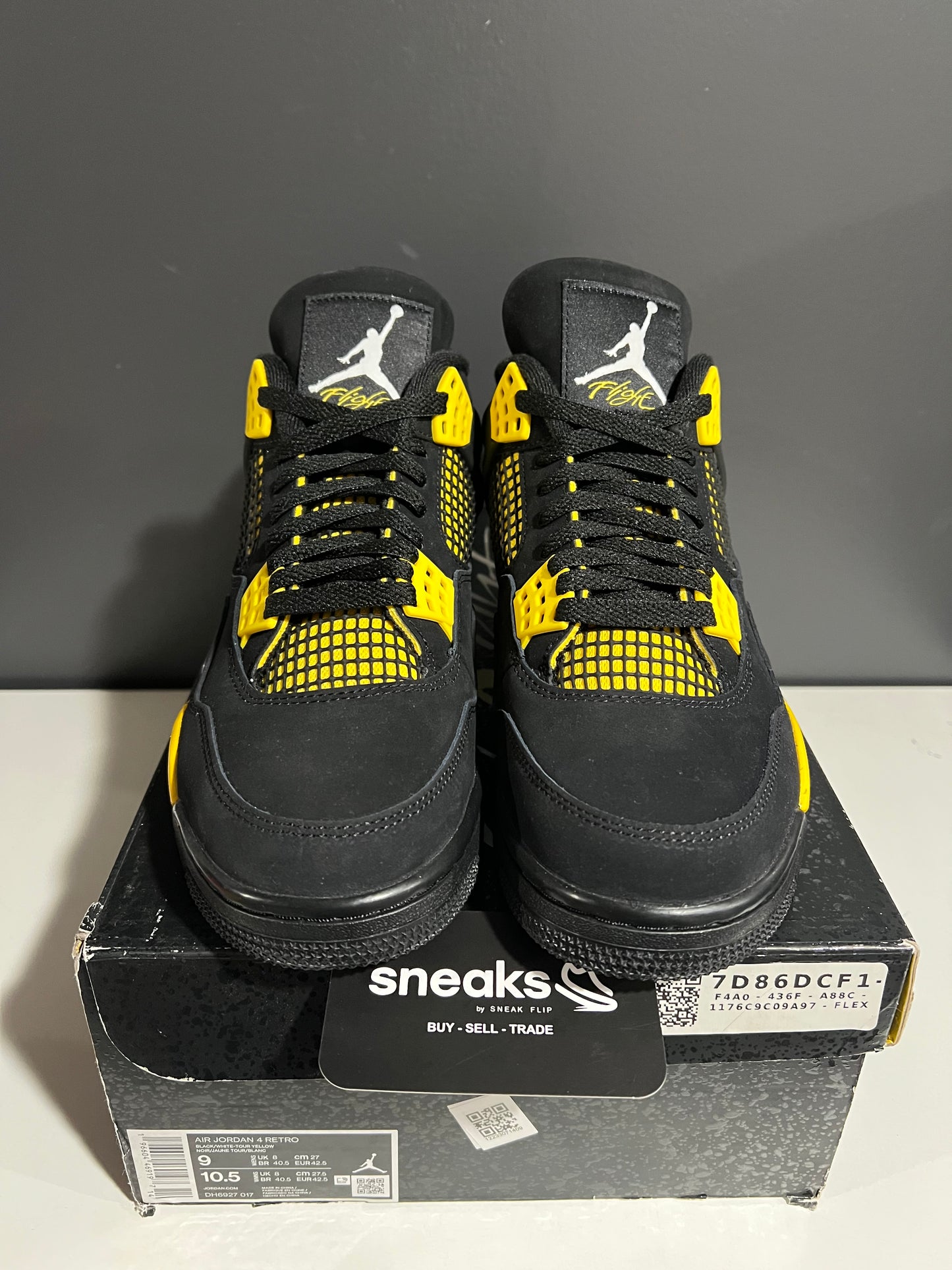 USED Air Jordan 4 Retro Thunder 2023 DH6927-017 SIZE 9M OG ALL AG25-197