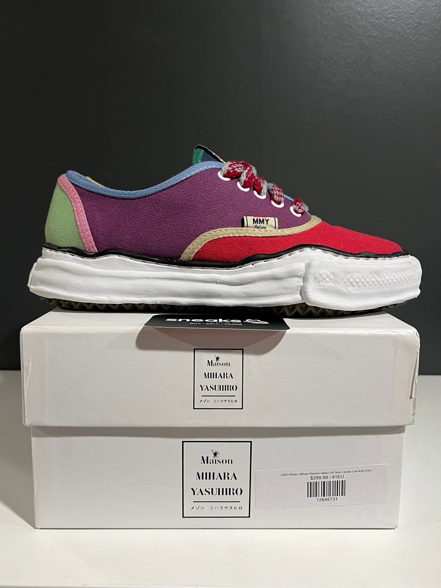 USED Maison Mihara Yasuhiro Baker OG Sole Canvas Low Multi-Color AO6FW733 SIZE 41EU OG ALL