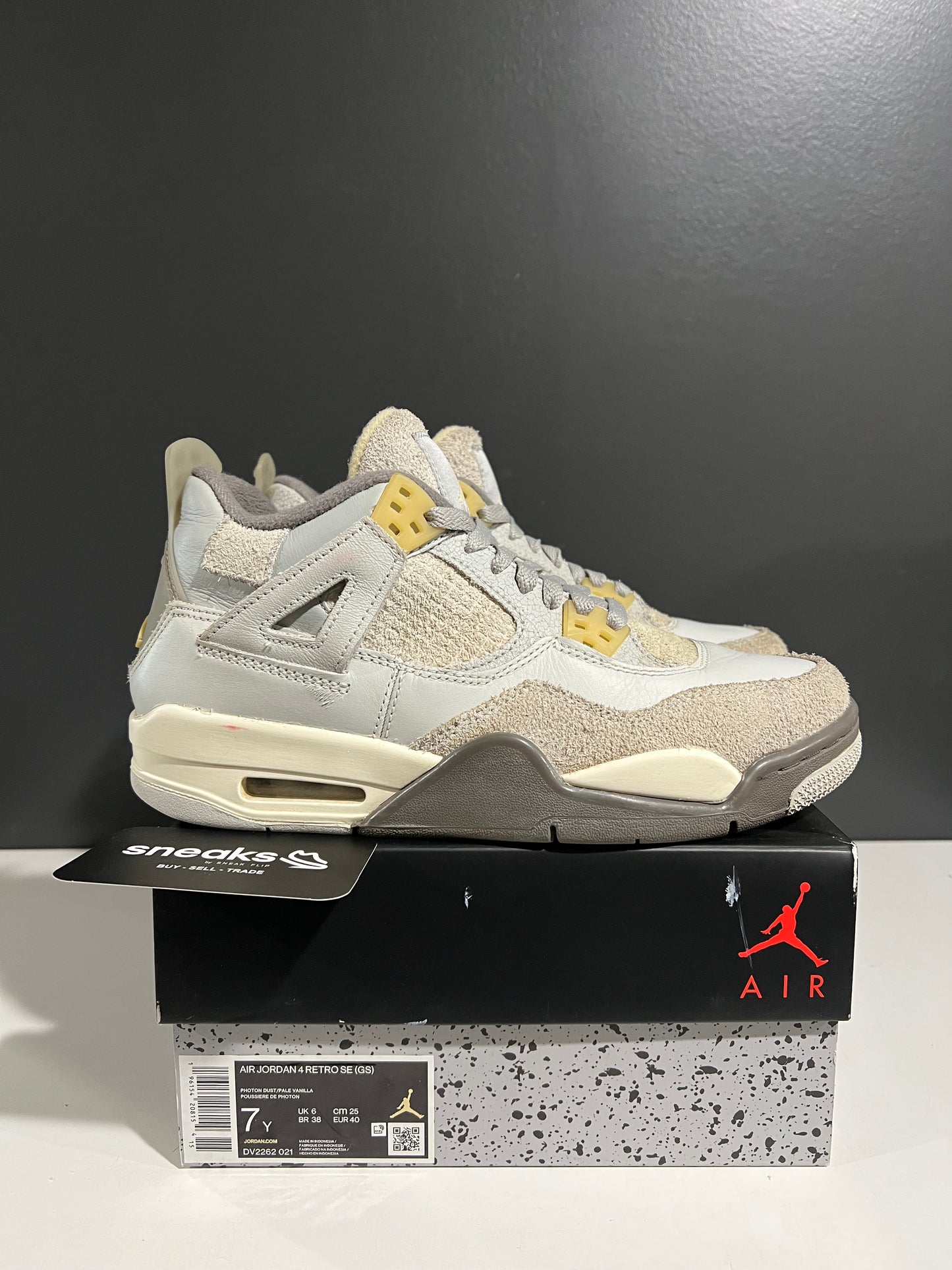 USED Air Jordan 4 Retro SE Craft GS Photon Dust DV2262-021 SIZE 7Y OG ALL SP25-059