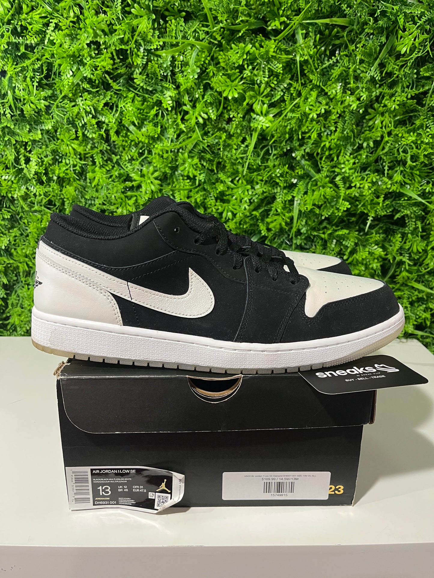 USED Air Jordan 1 Low SE Diamond DH6931-001 SIZE 13M OG ALL