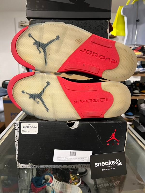 USED SIZE 10.5M Jordan 5 Retro Satin Bred - Used Damaged Box