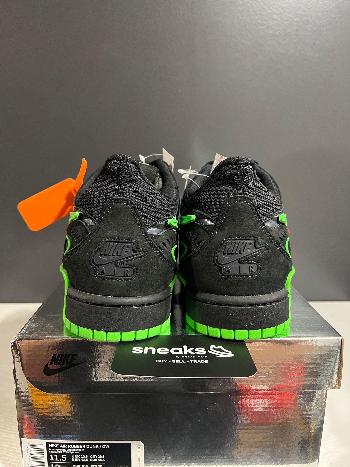 NEW Off-White x Air Rubber Dunk Green Strike CU6015-001 SIZE 11.5M OG ALL AG25-131