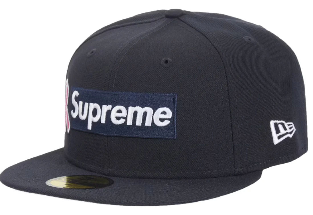 Supreme x New Era Breast Cancer Awareness Box Logo Fitted Hat Navy