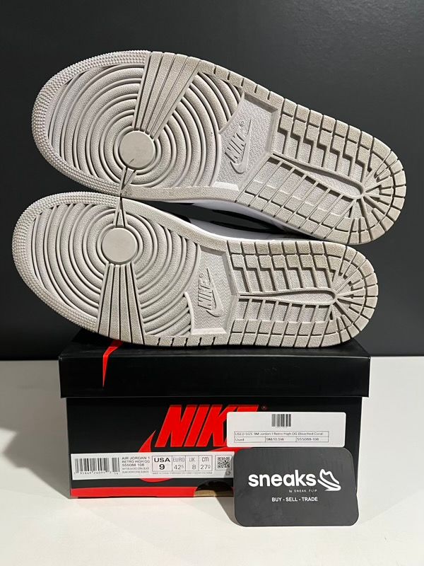 USED SIZE 9M Jordan 1 Retro High OG Bleached Coral - Used