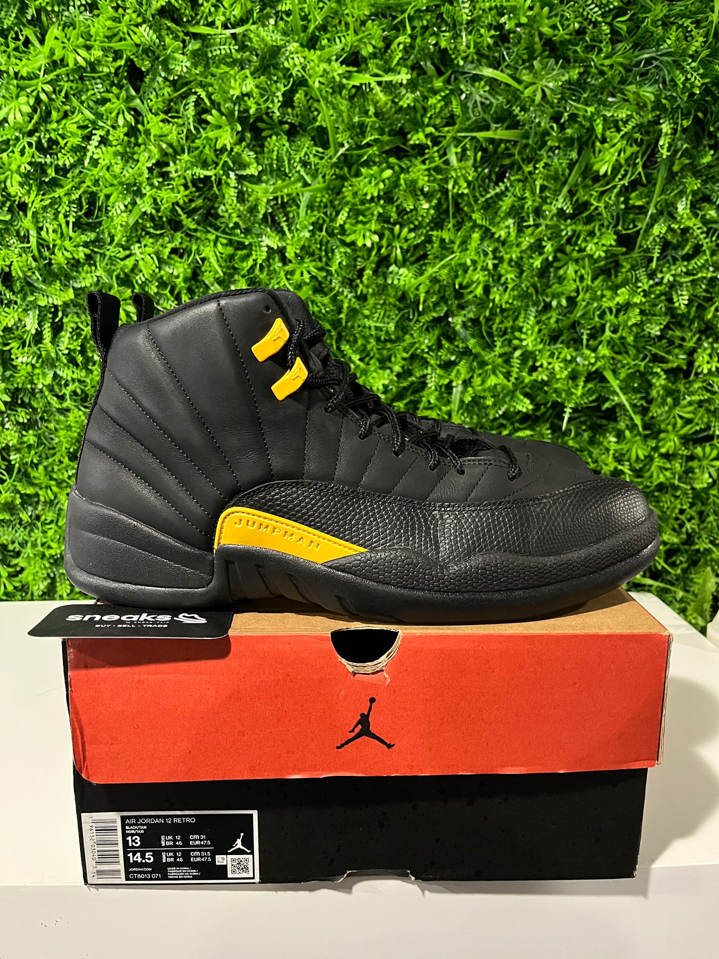 USED Air Jordan 12 Retro Black Taxi CT8013-071 SIZE 13M OG ALL