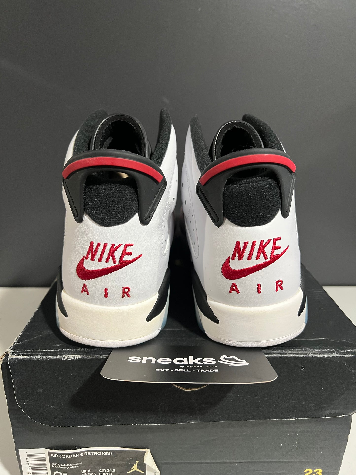 USED Air Jordan 6 Retro GS Carmine 2021 384665-106 SIZE 6.5Y OG ALL AG25-321