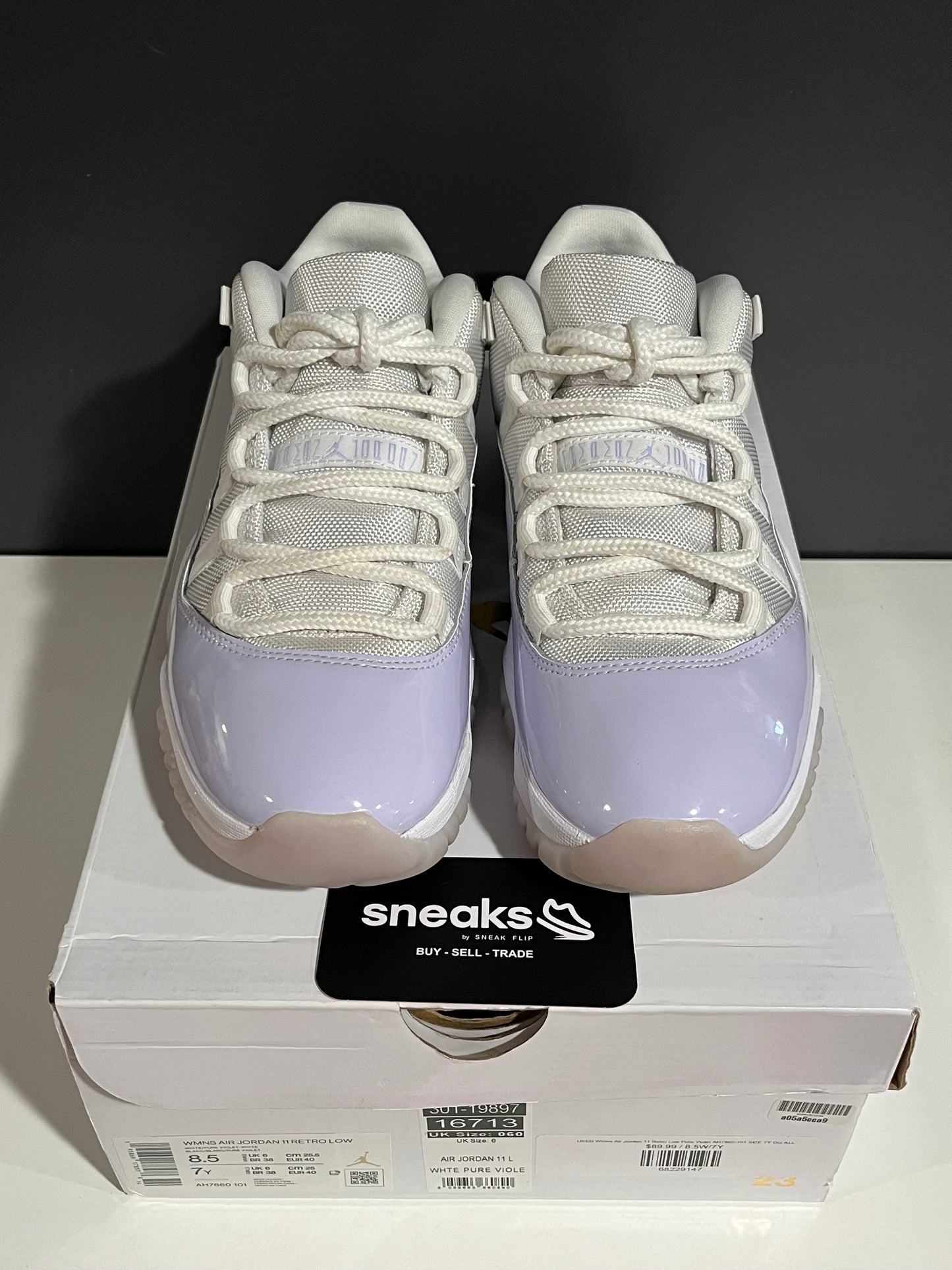 USED Wmns Air Jordan 11 Retro Low Pure Violet AH7860-101 SIZE 7Y OG ALL