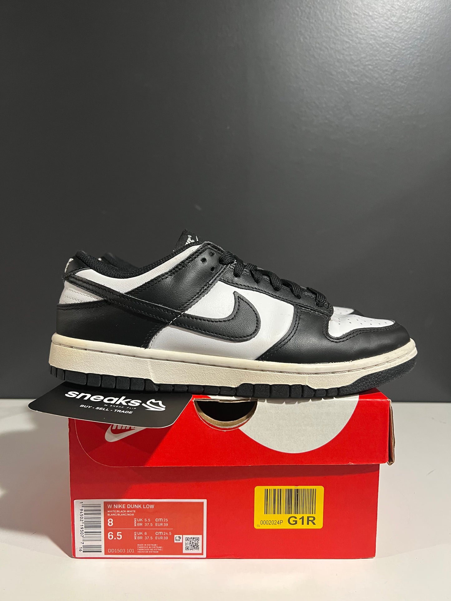 USED Wmns Dunk Low Black White DD1503-101 SIZE 6.5M OG ALL AG25-240