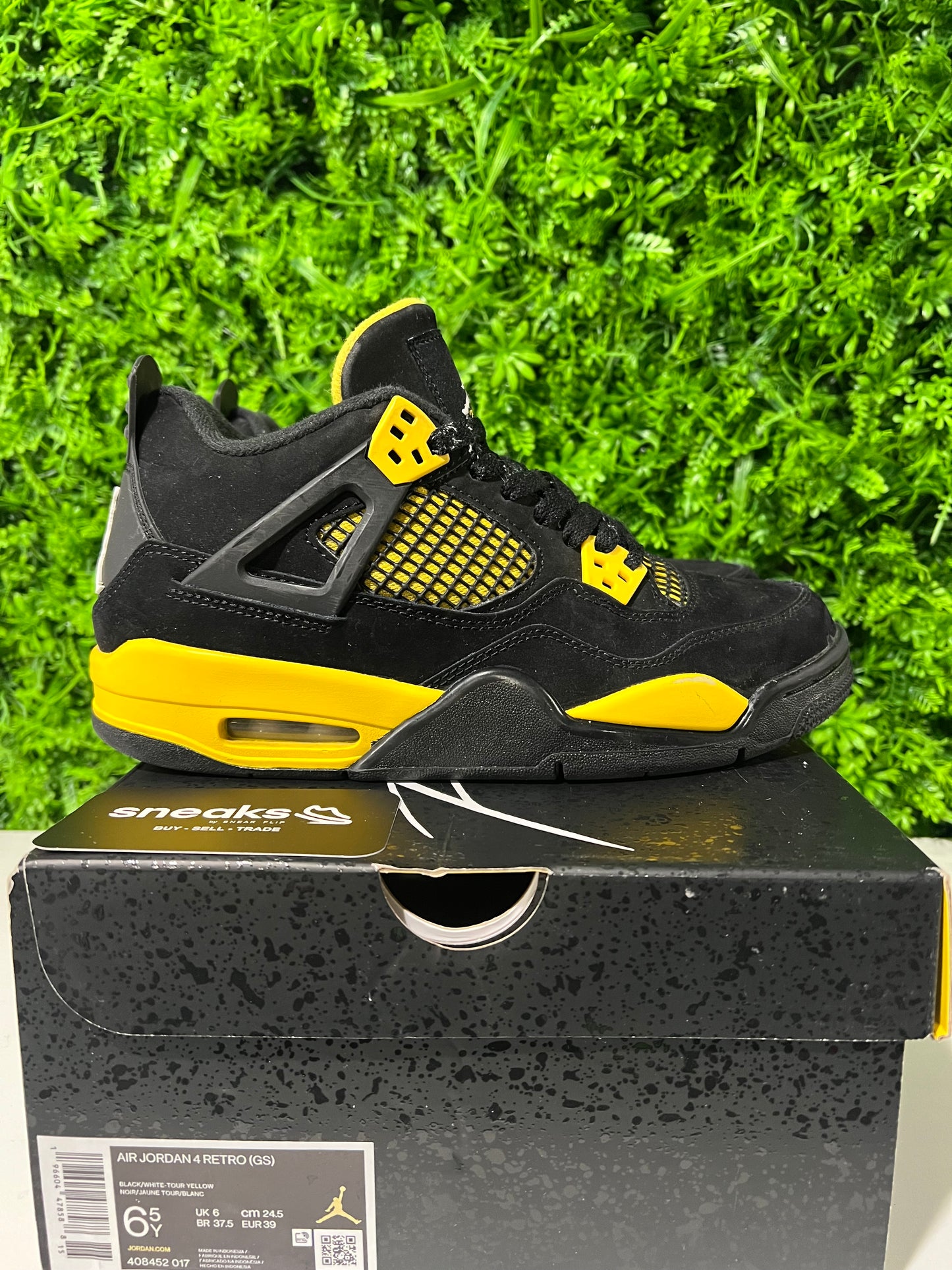 USED Air Jordan 4 Retro GS Thunder 2023 408452-017 SIZE 6.5Y OG ALL