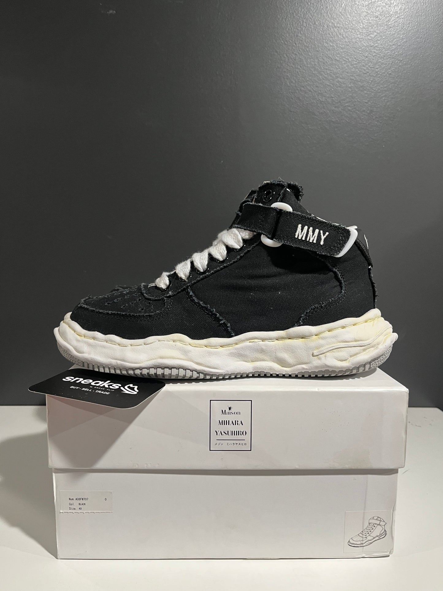 USED Maison Mihara Yasuhiro Wayne OG Canvas High Black AO8FW707 SIZE 40EU OG ALL