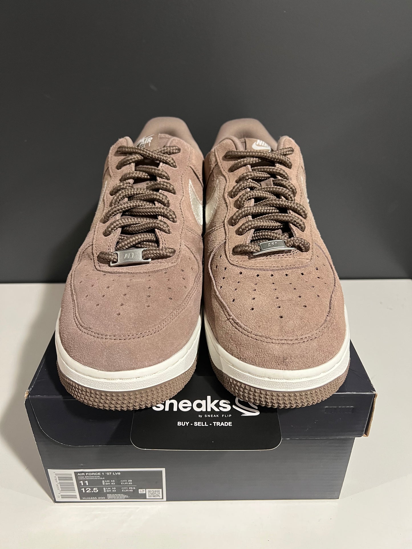 USED Air Force 1 '07 LV8 Embroidered Swoosh Mink Brown HJ4465-200 SIZE 11M OG ALL AG25-164