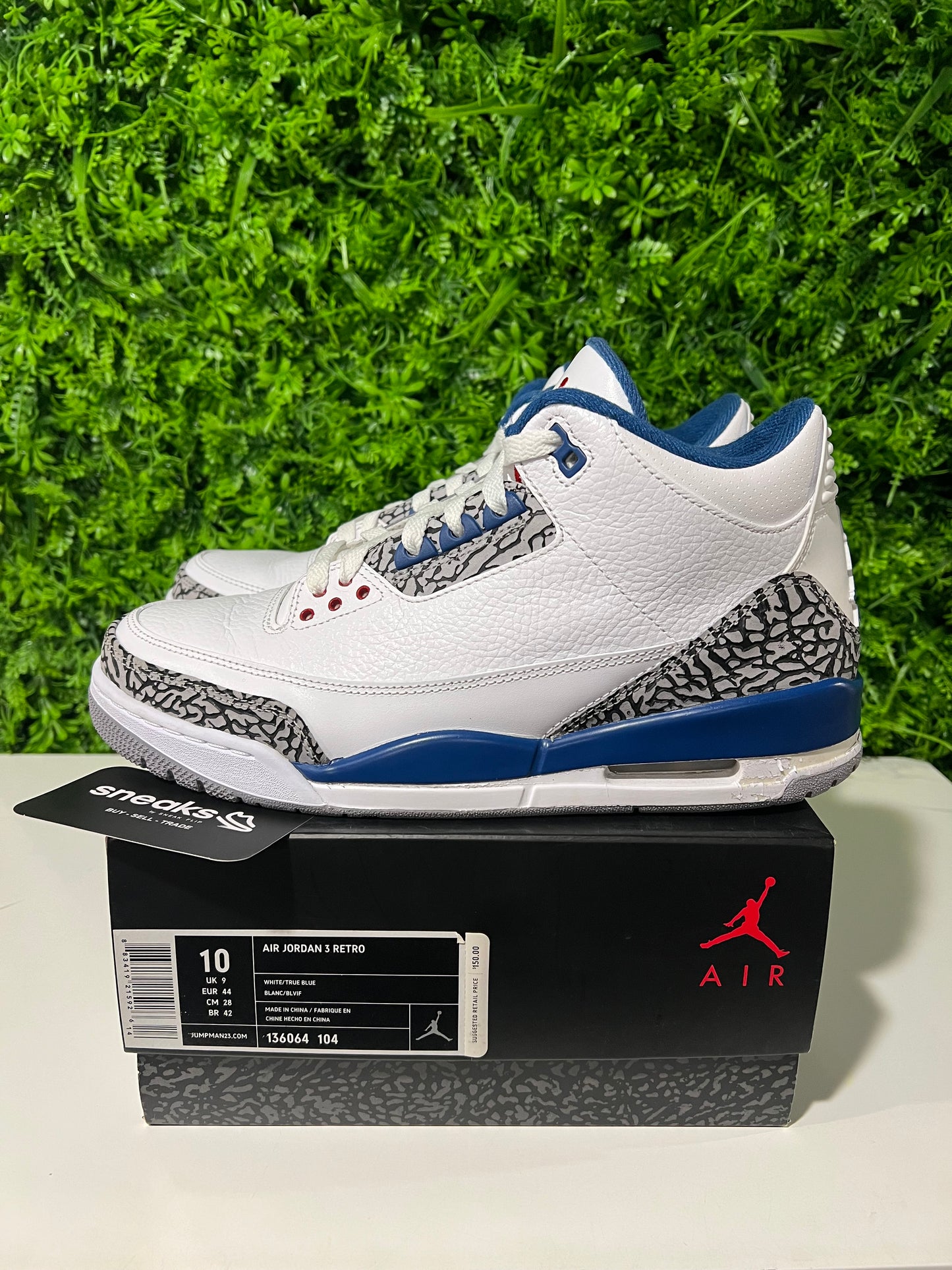 USED Air Jordan 3 Retro True Blue 2011 136064-104 SIZE 10M OG ALL
