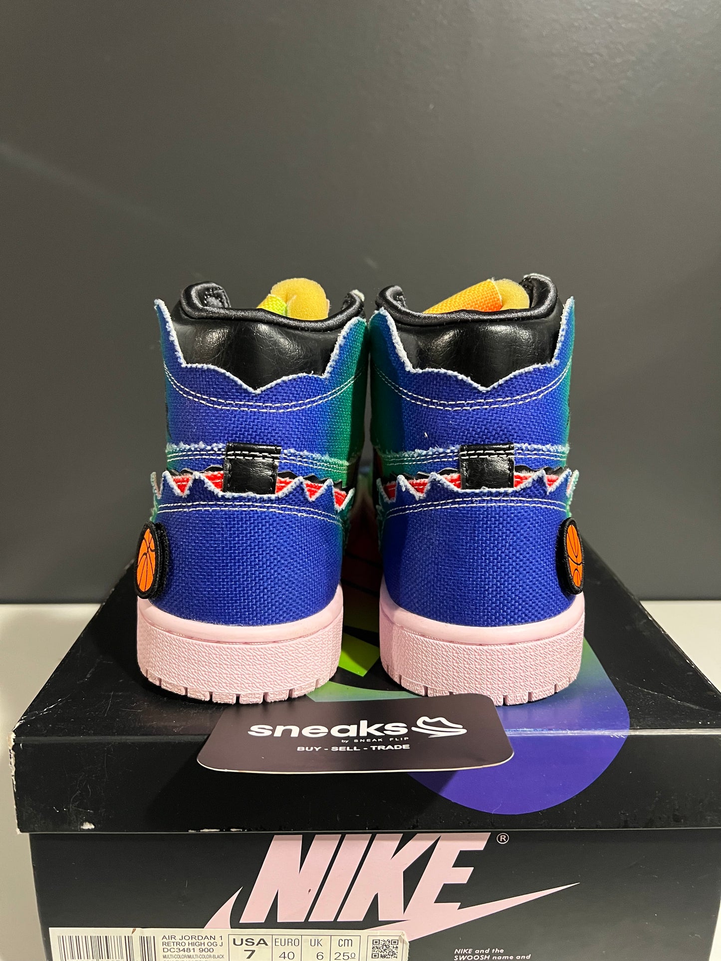 USED J. Balvin x Air Jordan 1 Retro OG High 'Colores Y Vibras' DC3481-900 SIZE 7M OG ALL AG25-185
