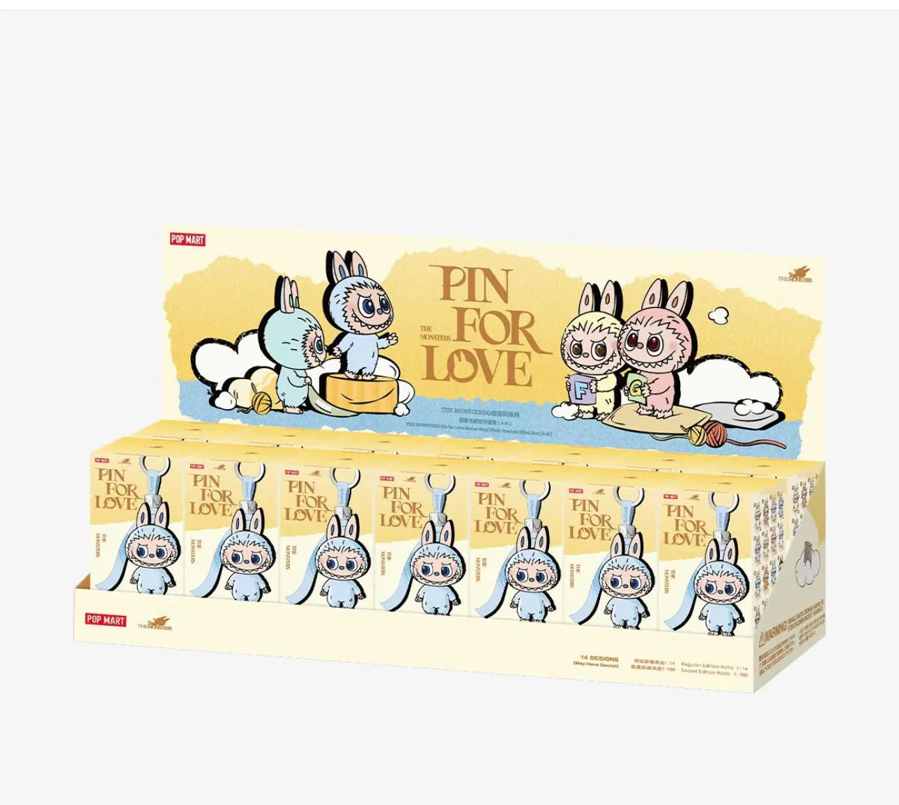 Pop Mart Labubu The Monsters Pin for Love Series Vinyl Plush Pendant (A-M) Sealed Case (14 Blind Box)