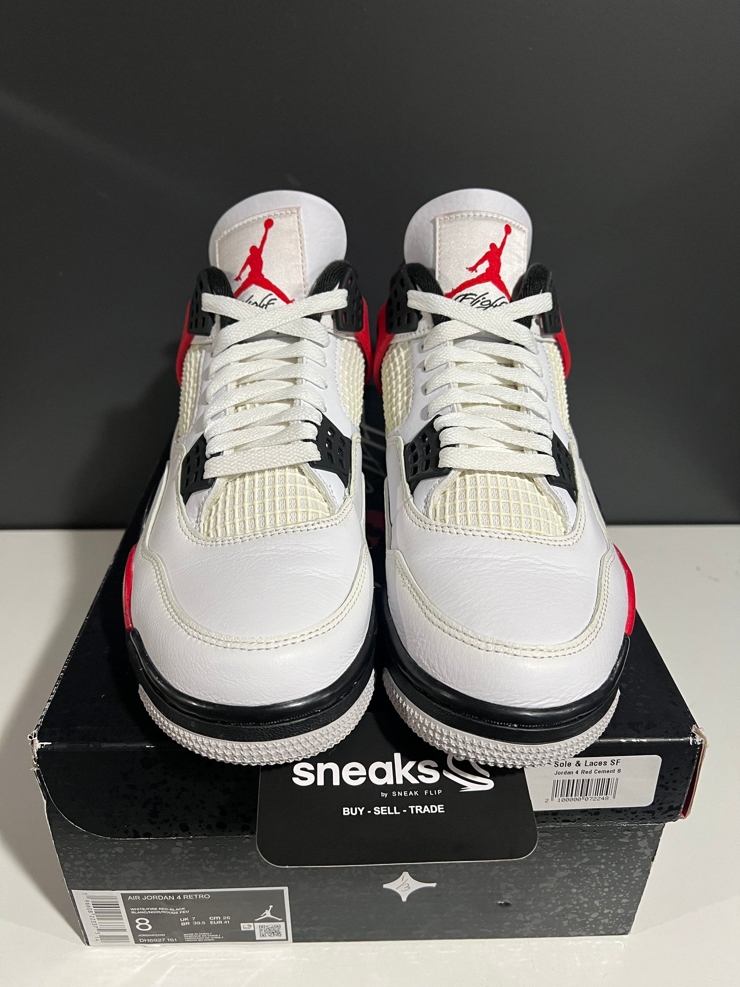USED Air Jordan 4 Retro Red Cement DH6927-161 SIZE 8M OG ALL AG25-359