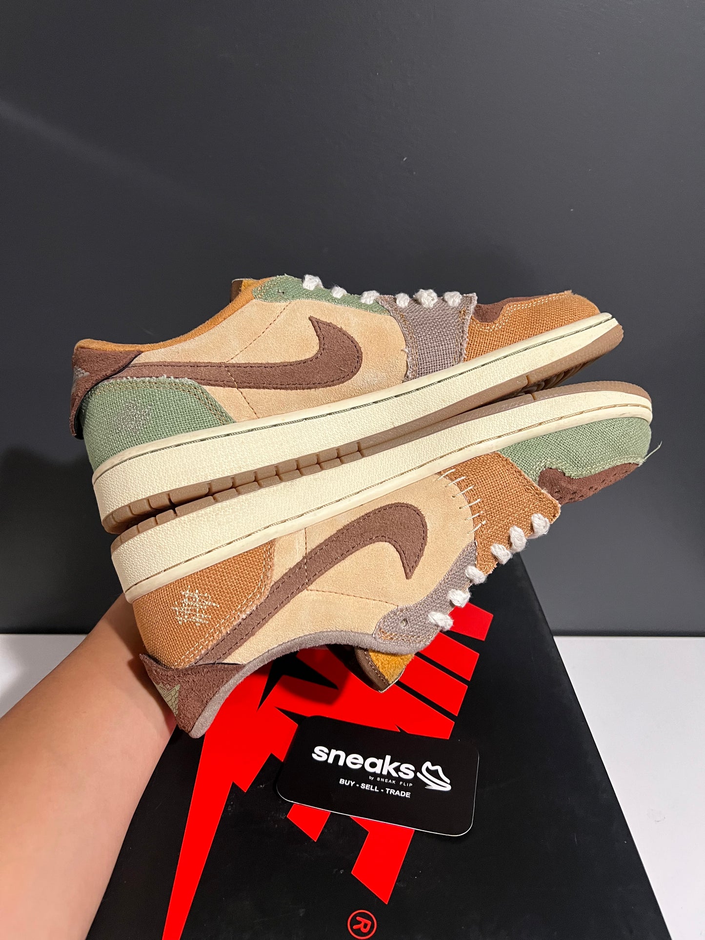 USED Zion Williamson x Air Jordan 1 Retro Low OG Voodoo DZ7292-200 SIZE 9.5M OG ALL AG25-313