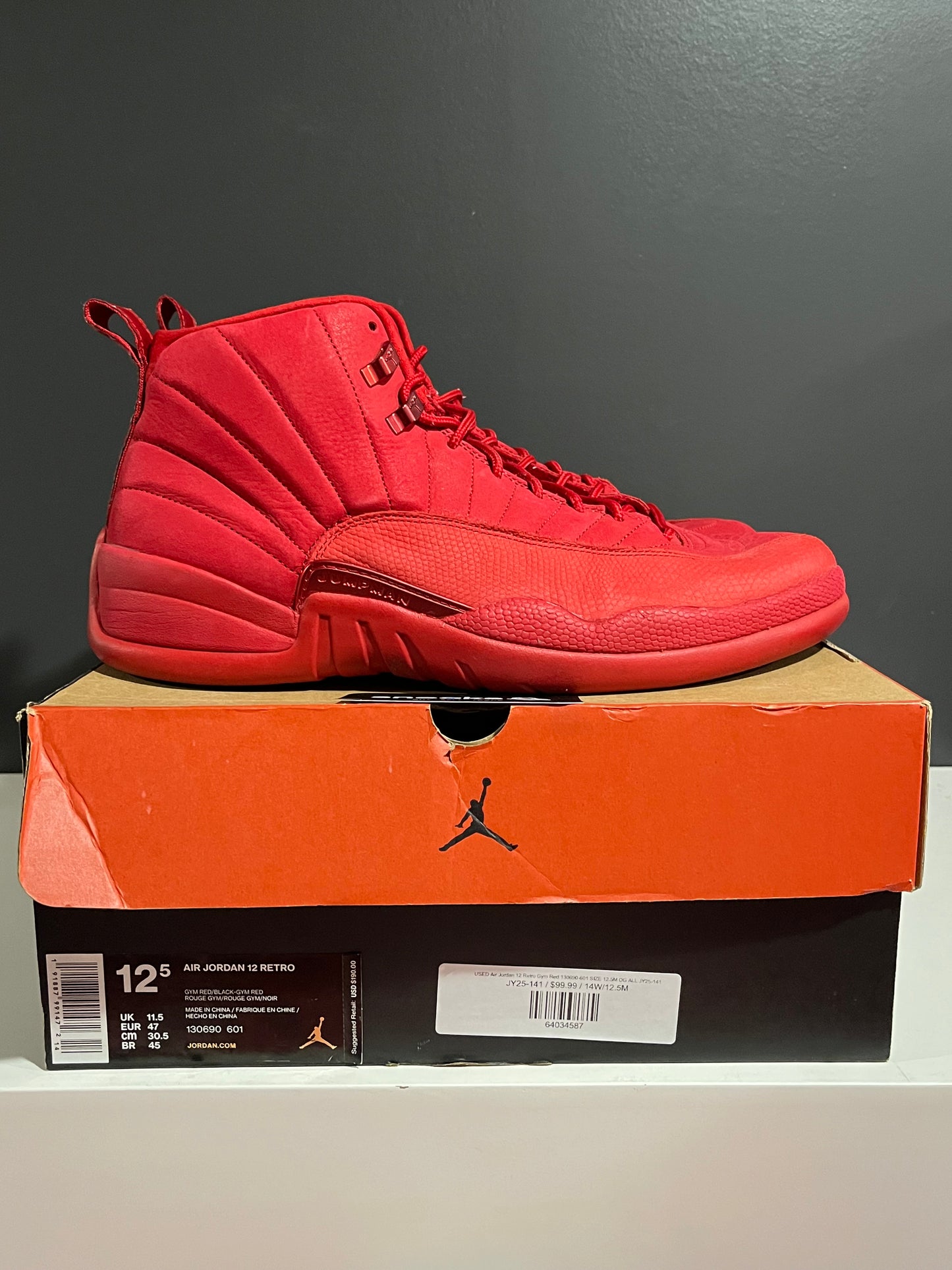 USED Air Jordan 12 Retro Gym Red 130690-601 SIZE 12.5M OG ALL JY25-141