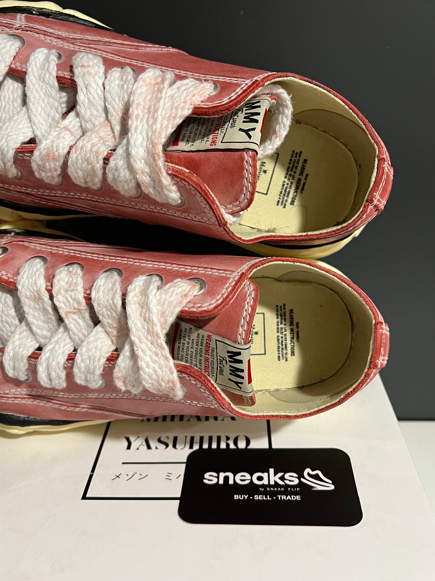 USED Maison Mihara Yasuhiro Peterson OG Sole Paraffin Leather Low Red AO9FW723 SIZE 41EU OG ALL