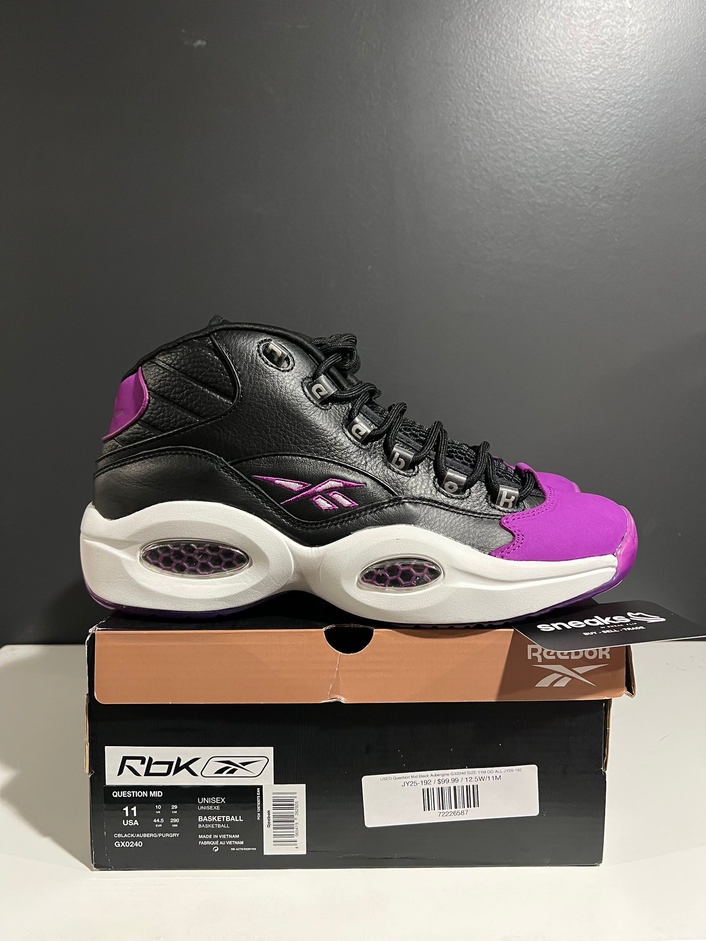 USED Question Mid Black Aubergine GX0240 SIZE 11M OG ALL JY25-192