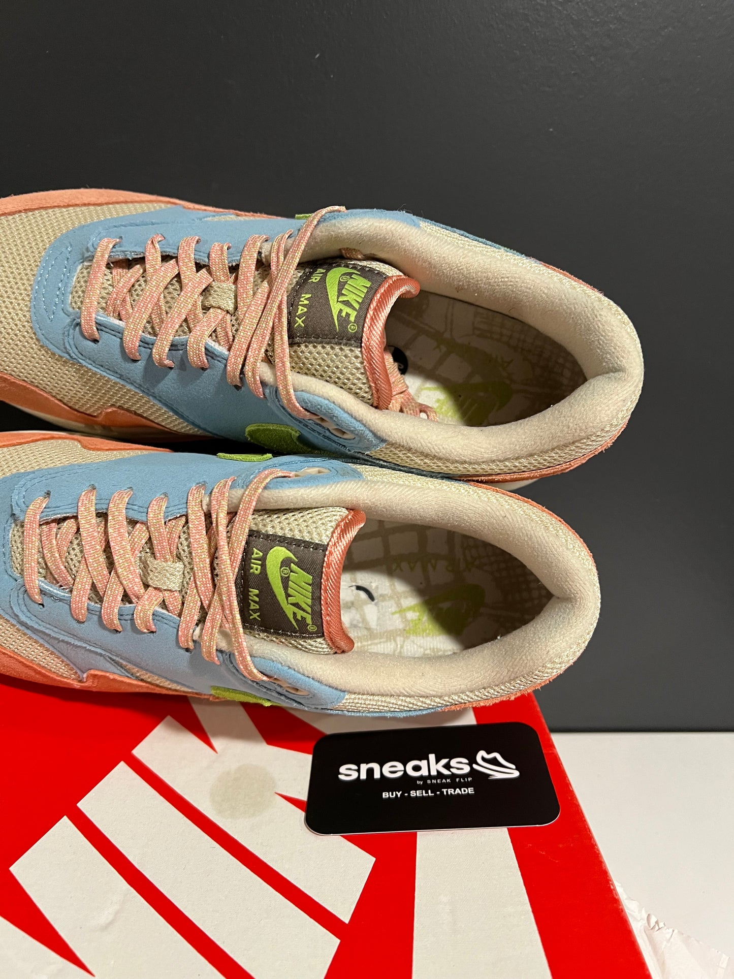 USED Nike Air Max 1 Light Madder Root Worn Blue DV3196-800 SIZE 10M OG ALL JY25-244
