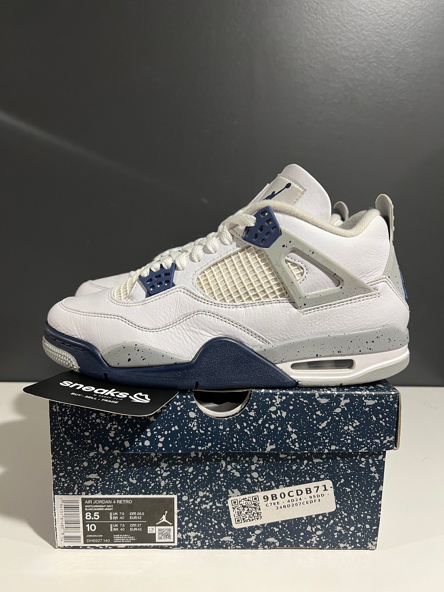 USED Air Jordan 4 Retro Midnight Navy DH6927-140 SIZE 8.5M OG ALL AG25-351