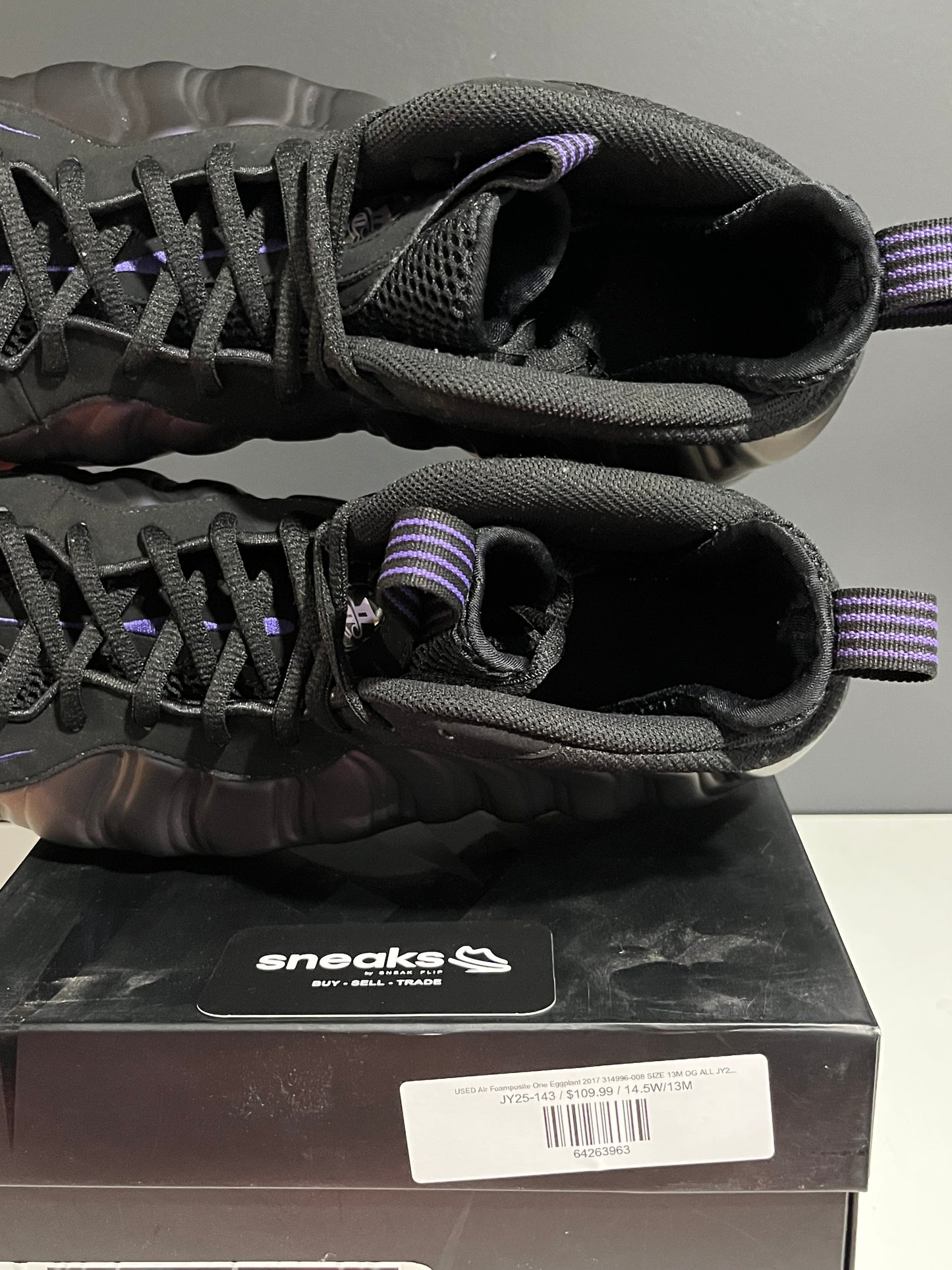 USED Air Foamposite One Eggplant 2017 314996-008 SIZE 13M OG ALL JY25-143