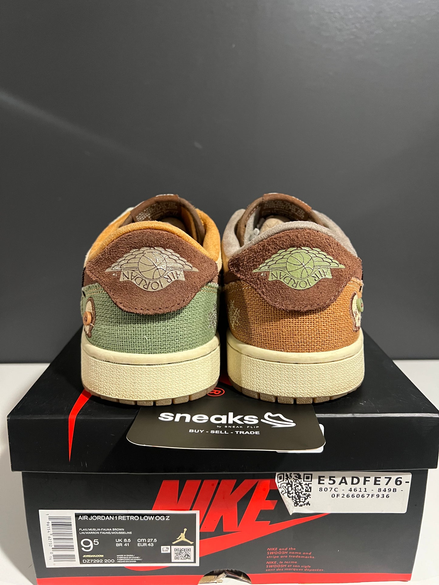 USED Zion Williamson x Air Jordan 1 Retro Low OG Voodoo DZ7292-200 SIZE 9.5M OG ALL AG25-313