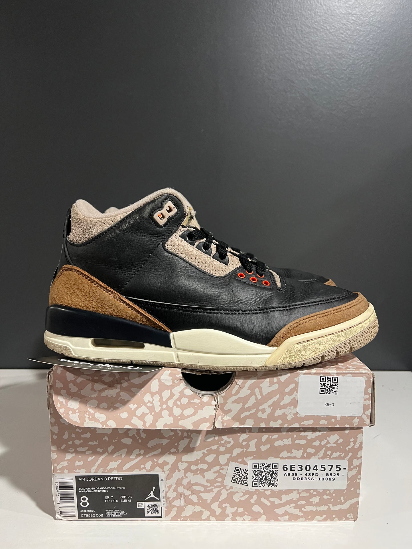 USED Air Jordan 3 Retro Desert Elephant CT8532 008 SIZE 8M OG ALL AG25-171
