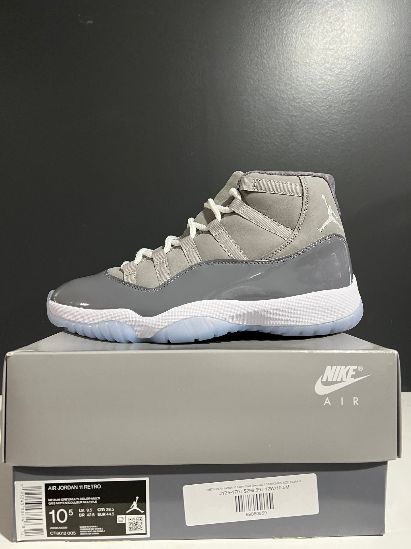 TRIED ON Air Jordan 11 Retro Cool Grey 2021 CT8012-005 SIZE 10.5M OG ALL JY25-170